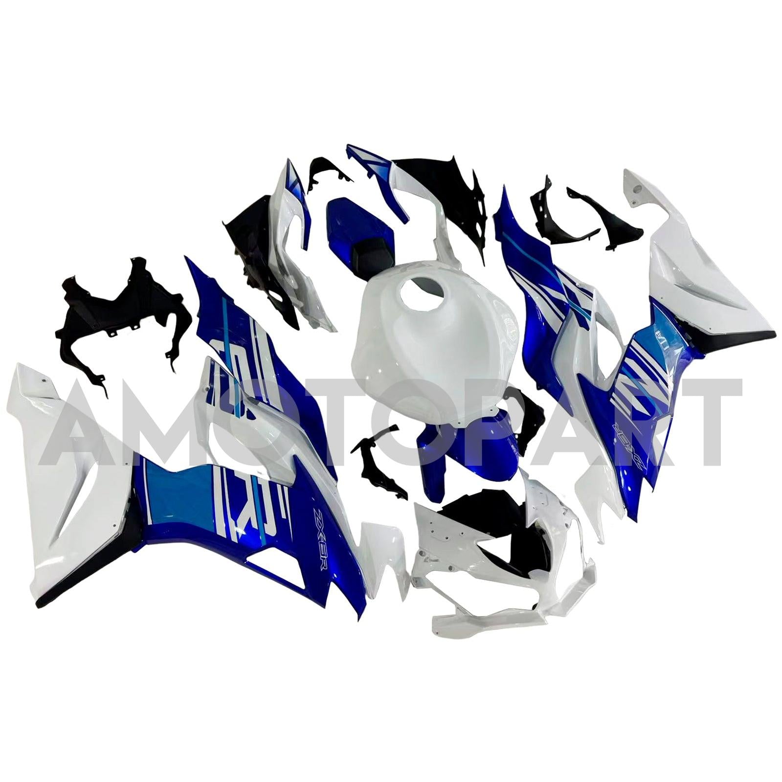 Amotopart 2019-2023 Kawasaki ZX6R White Blue Fairing Kit