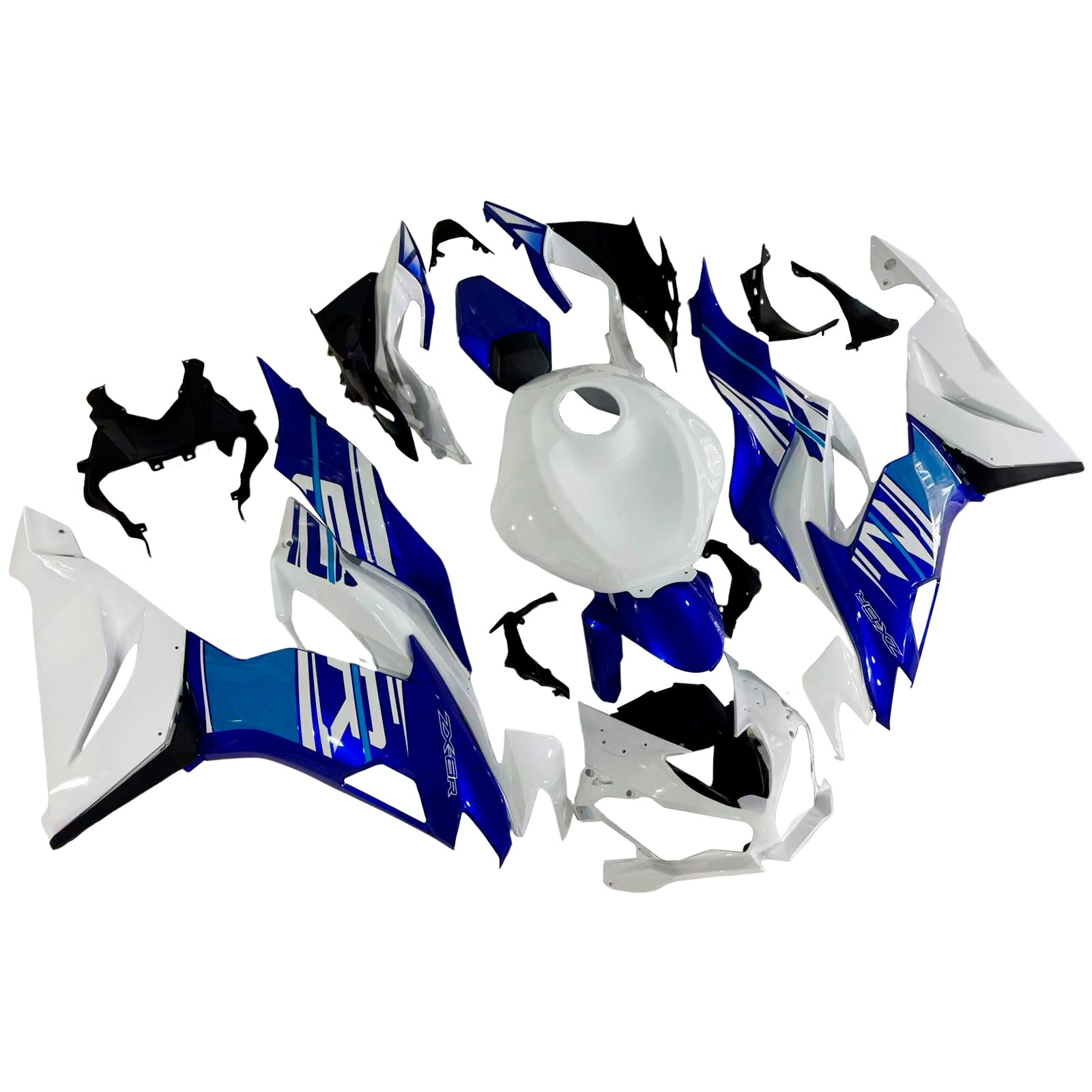 Amotopart 2019-2023 Kawasaki ZX6R White Blue Fairing Kit