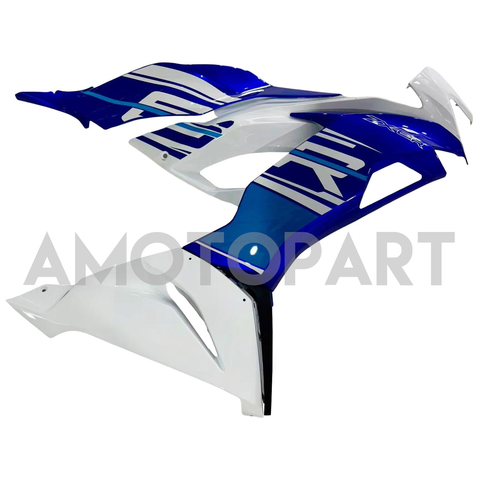 Amotopart 2019-2023 Kawasaki ZX6R White Blue Fairing Kit