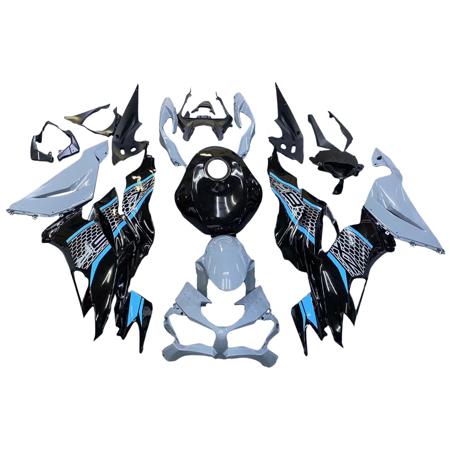 Amotopart 2019-2023 Kawasaki ZX6R Black Grey Fairing Kit