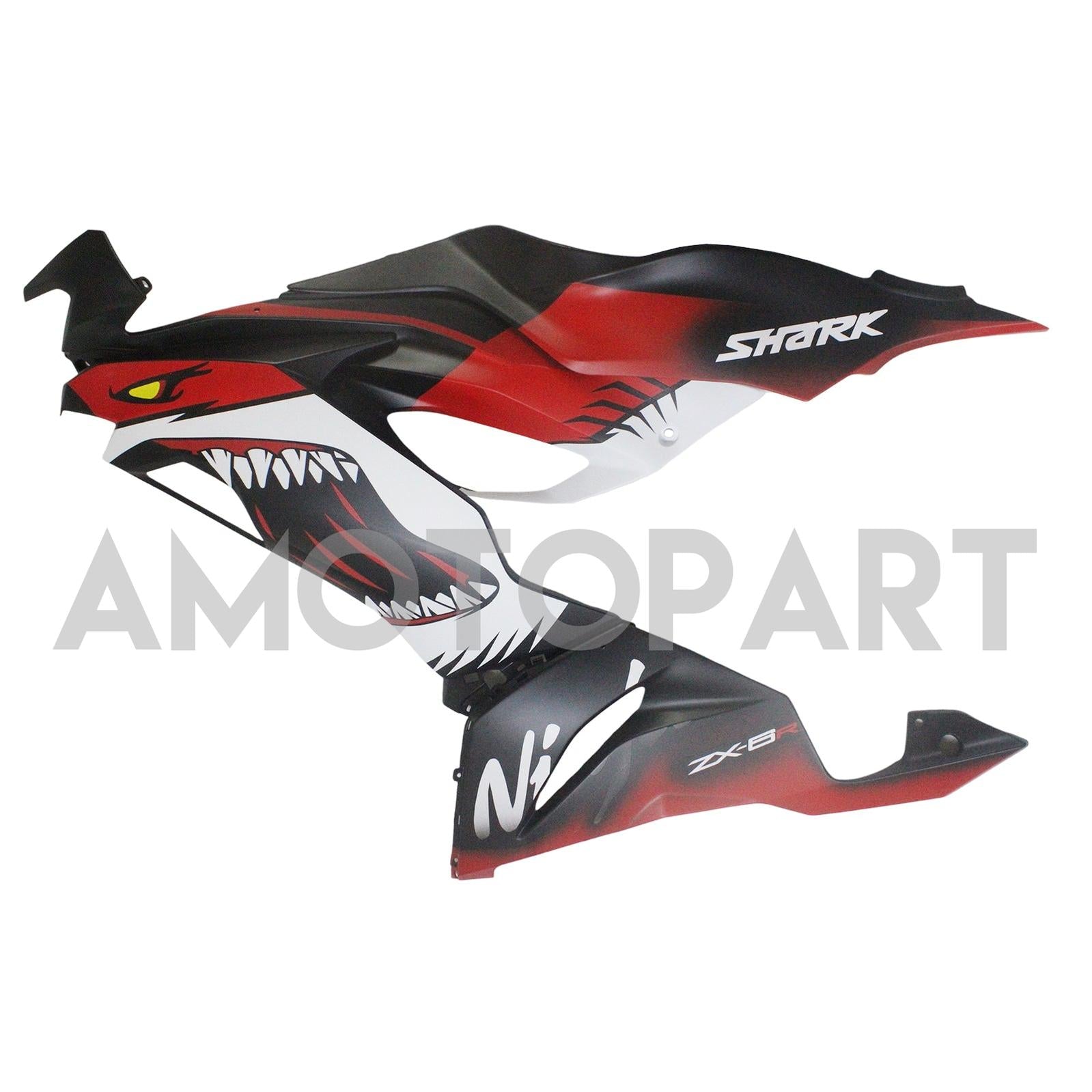 Amotopart 2019-2023 Kawasaki ZX6R Matte Black Red Fairing Kit