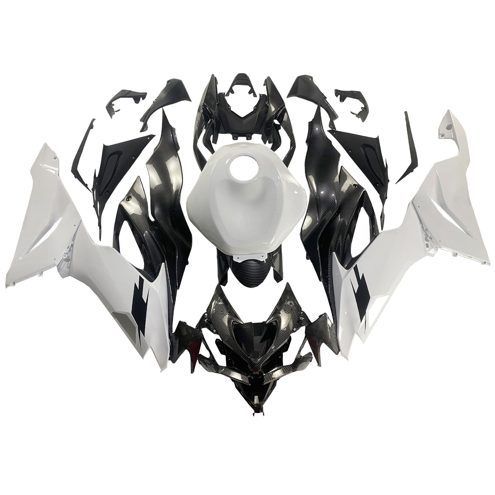 Amotopart 2019-2023 Kawasaki ZX6R Carbon Fiber White Fairing Kit