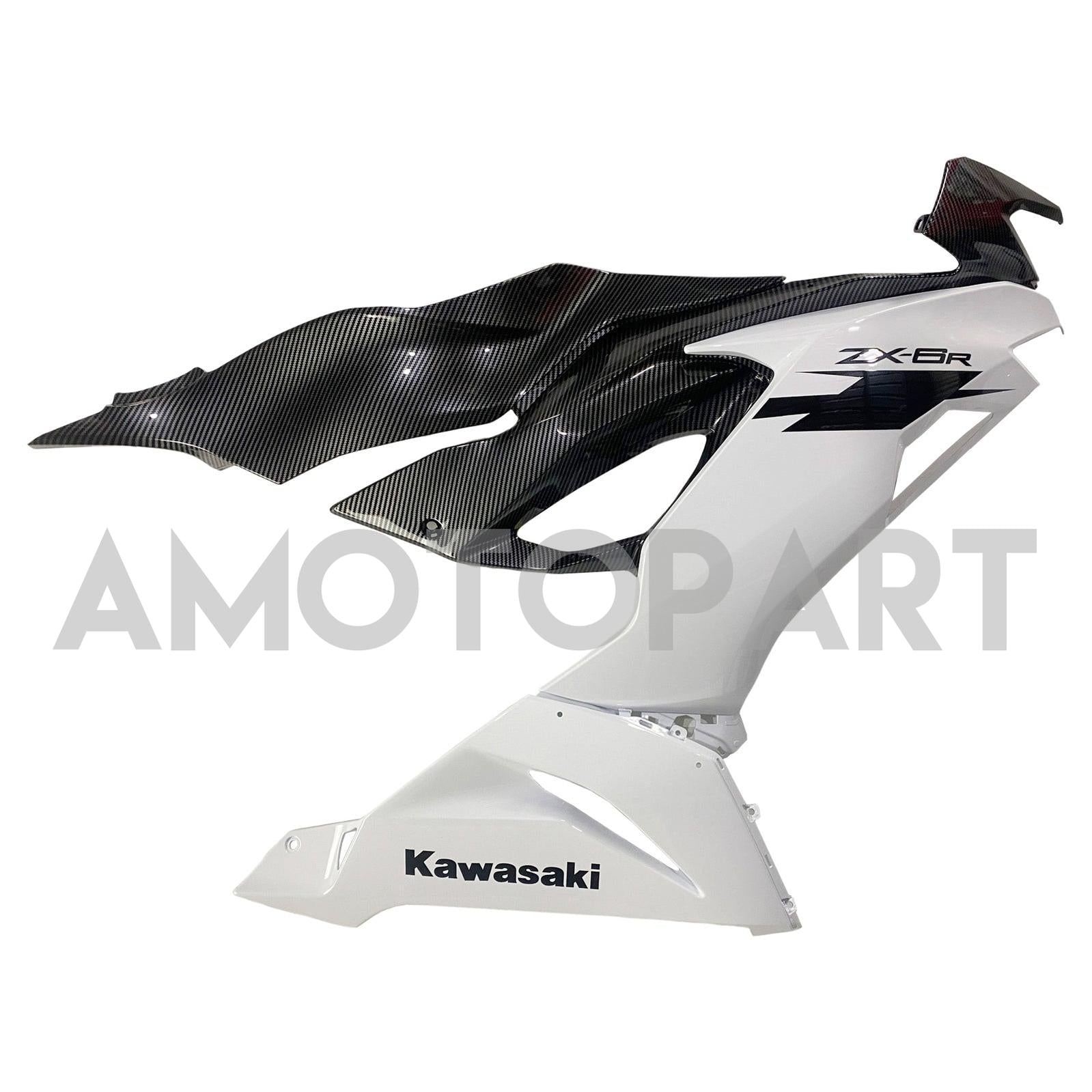 Amotopart 2019-2023 Kawasaki ZX6R Carbon Fiber White Fairing Kit