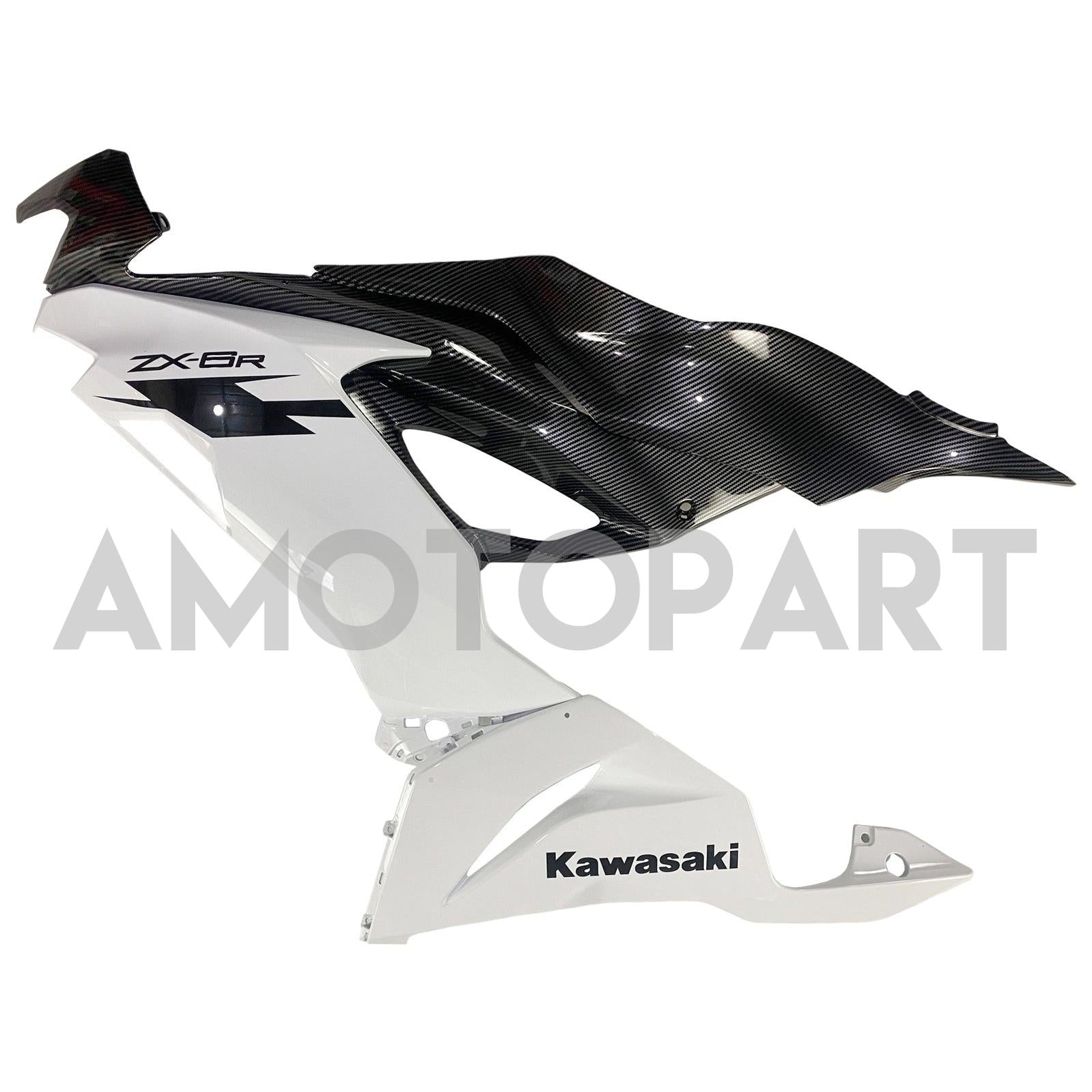 Amotopart 2019-2023 Kawasaki ZX6R Carbon Fiber White Fairing Kit