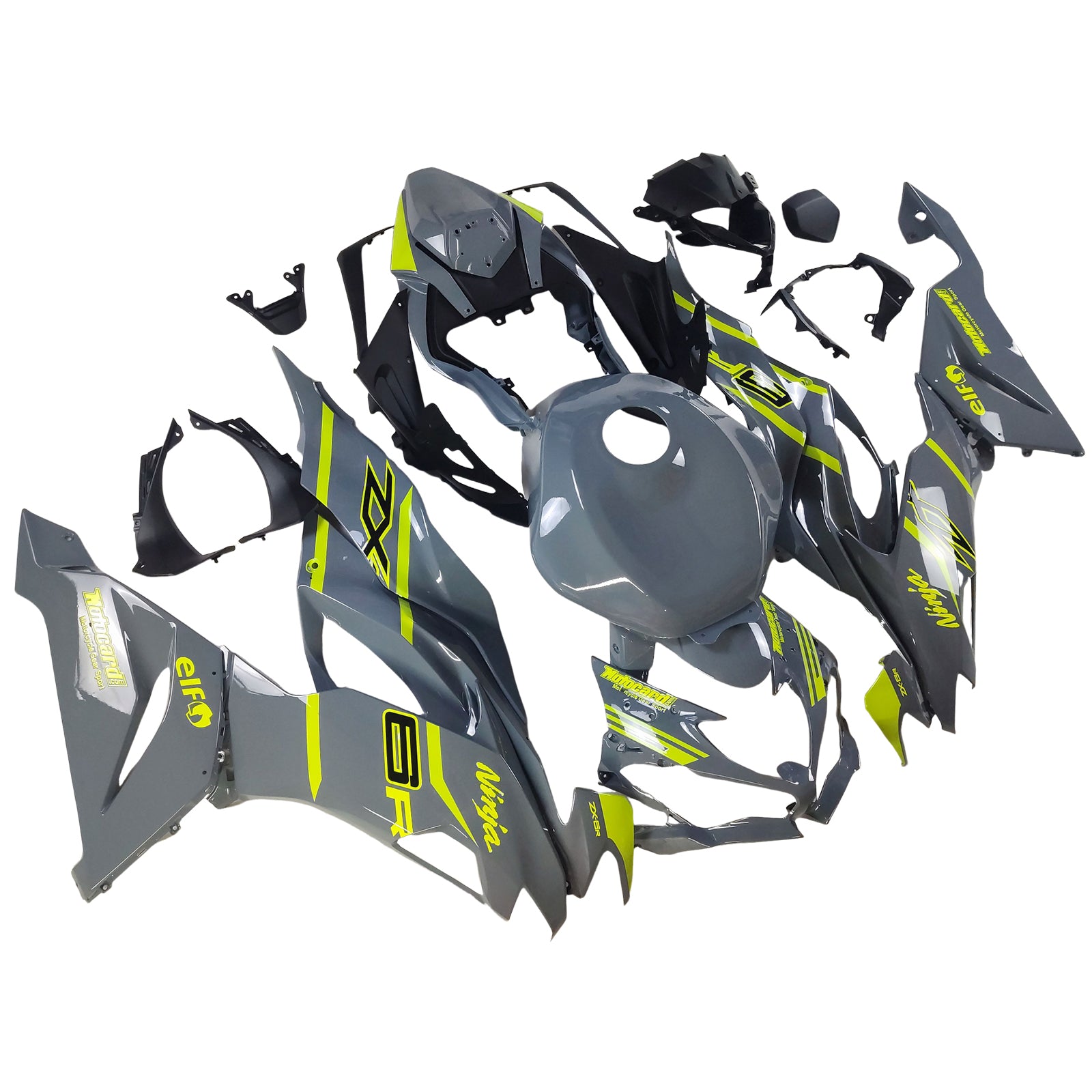 AMOTOPART 2019-2023 Kawasaki ZX6Rグレーイエローフェアリングキット