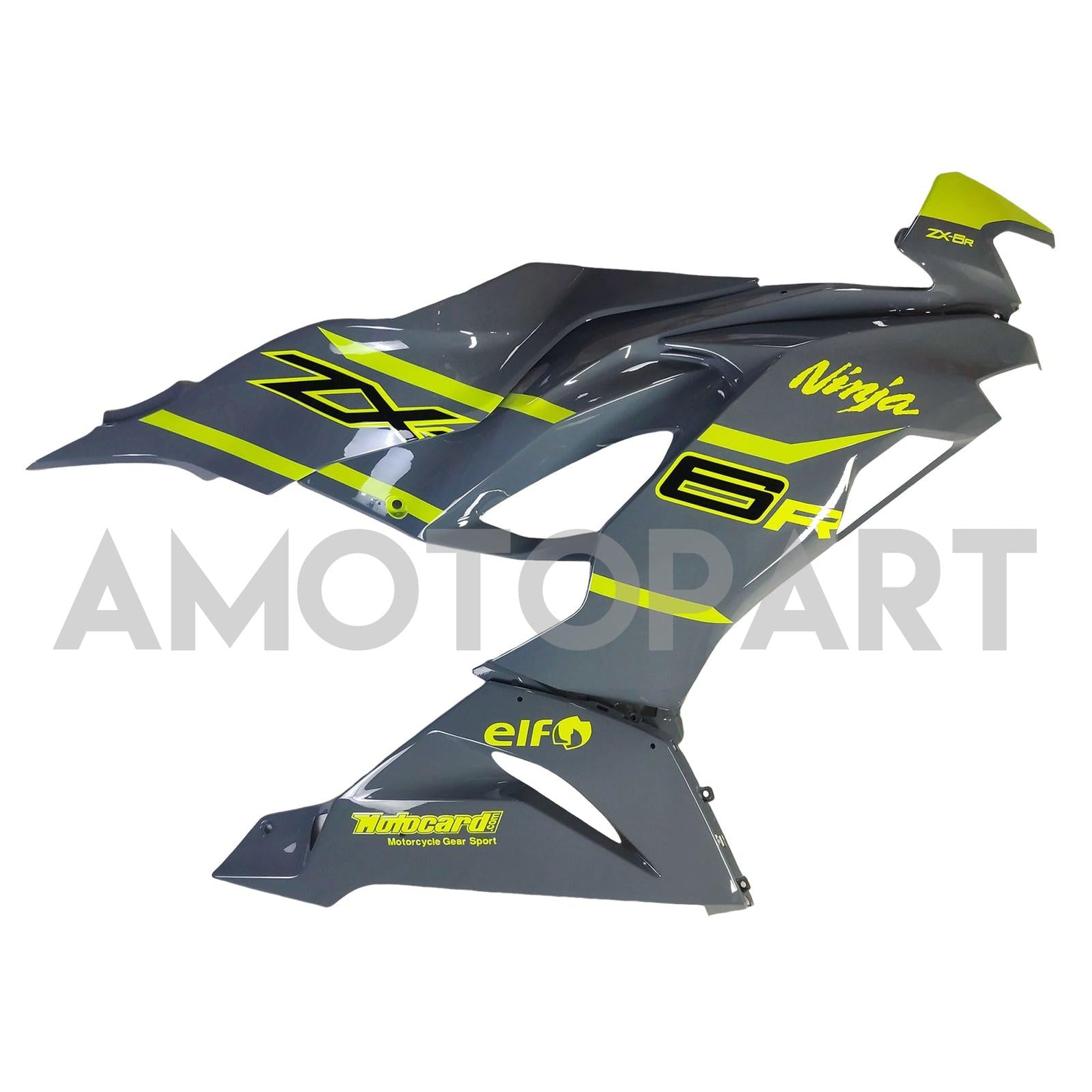 Amotopart 2019-2023 Kawasaki ZX6R Gray Yellow Fairing Kit