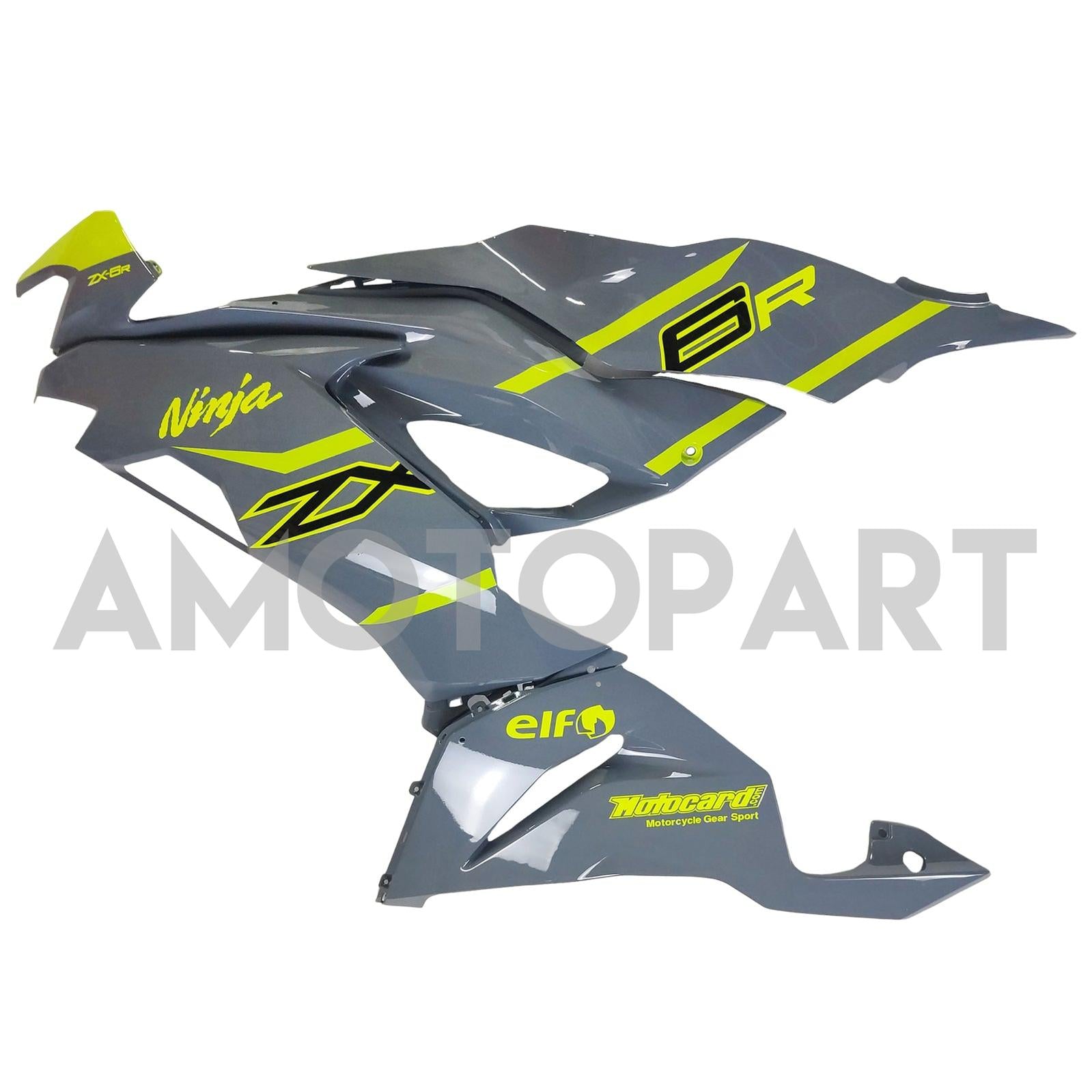 Amotopart 2019-2023 Kawasaki ZX6R Gray Yellow Fairing Kit