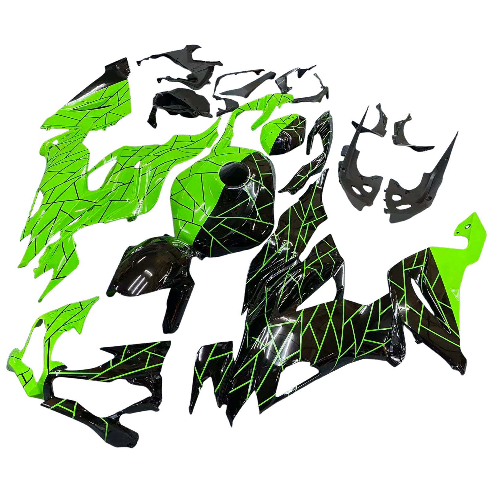 Amotopart 2019-2023 Kawasaki ZX6R Green Black Fairing Kit