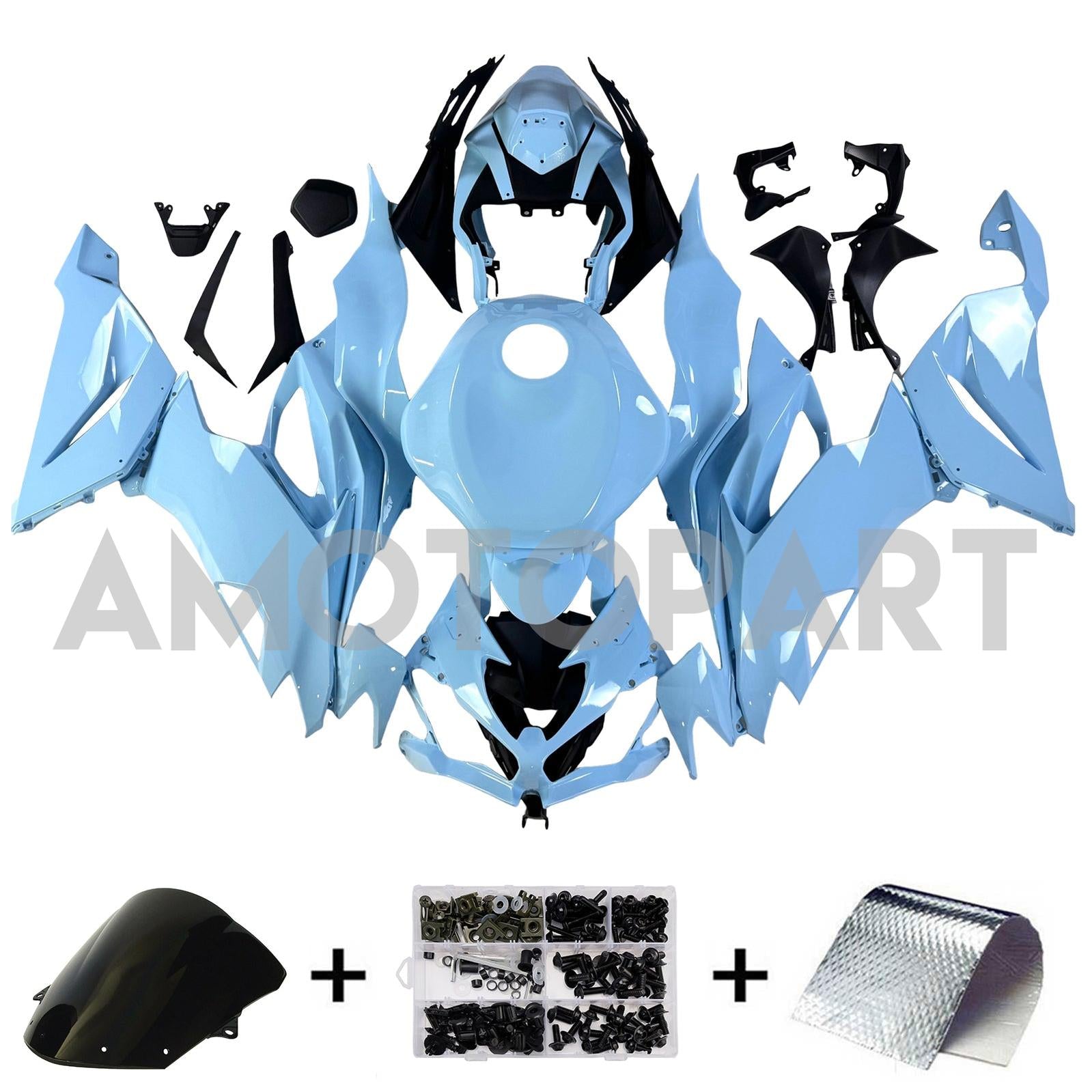 Amotopart 2019-2023 Kawasaki ZX6R Light Blue Fairing Kit