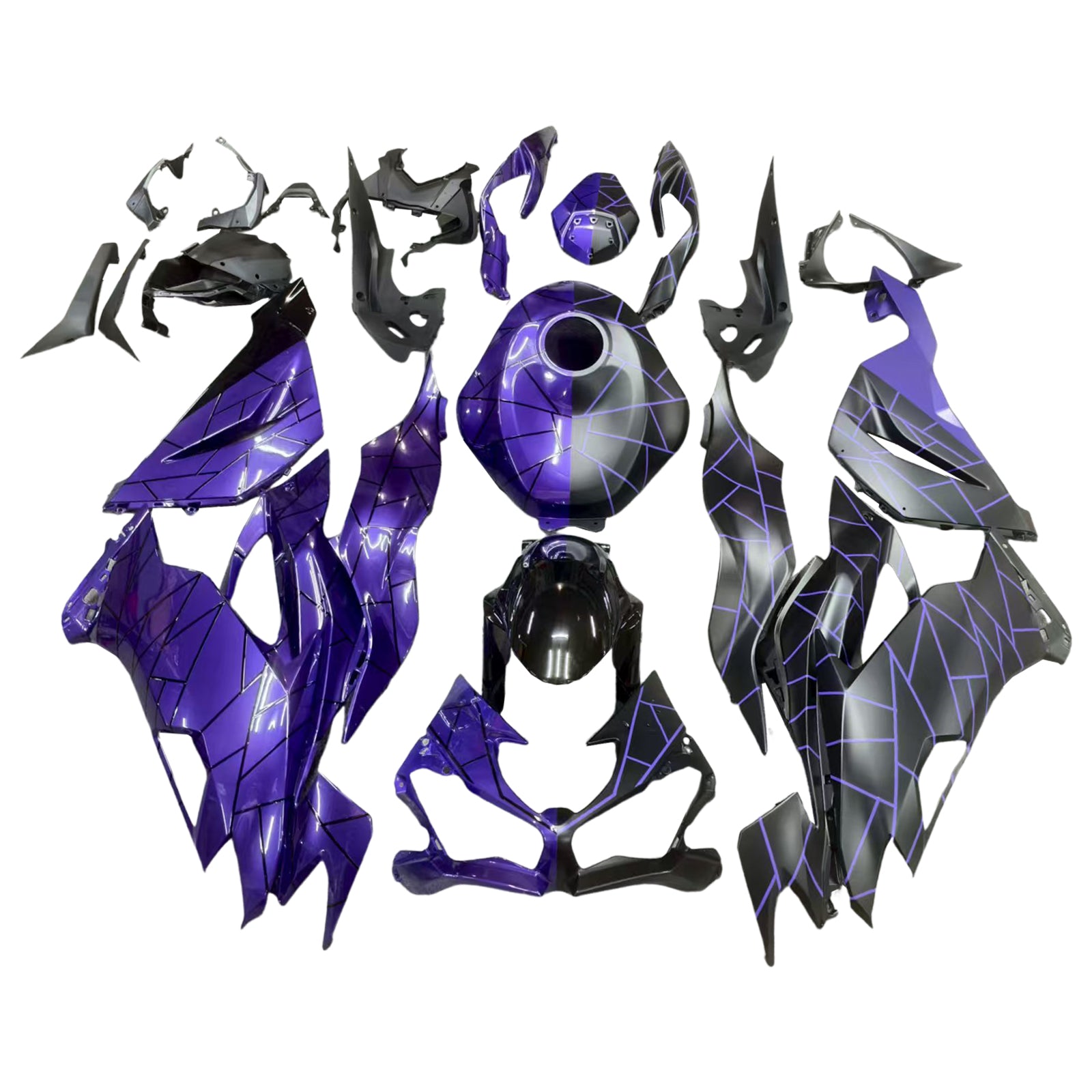 Amotopart 2019-2023 Kawasaki ZX6R Midnight Purple Matte Black Fairing Kit