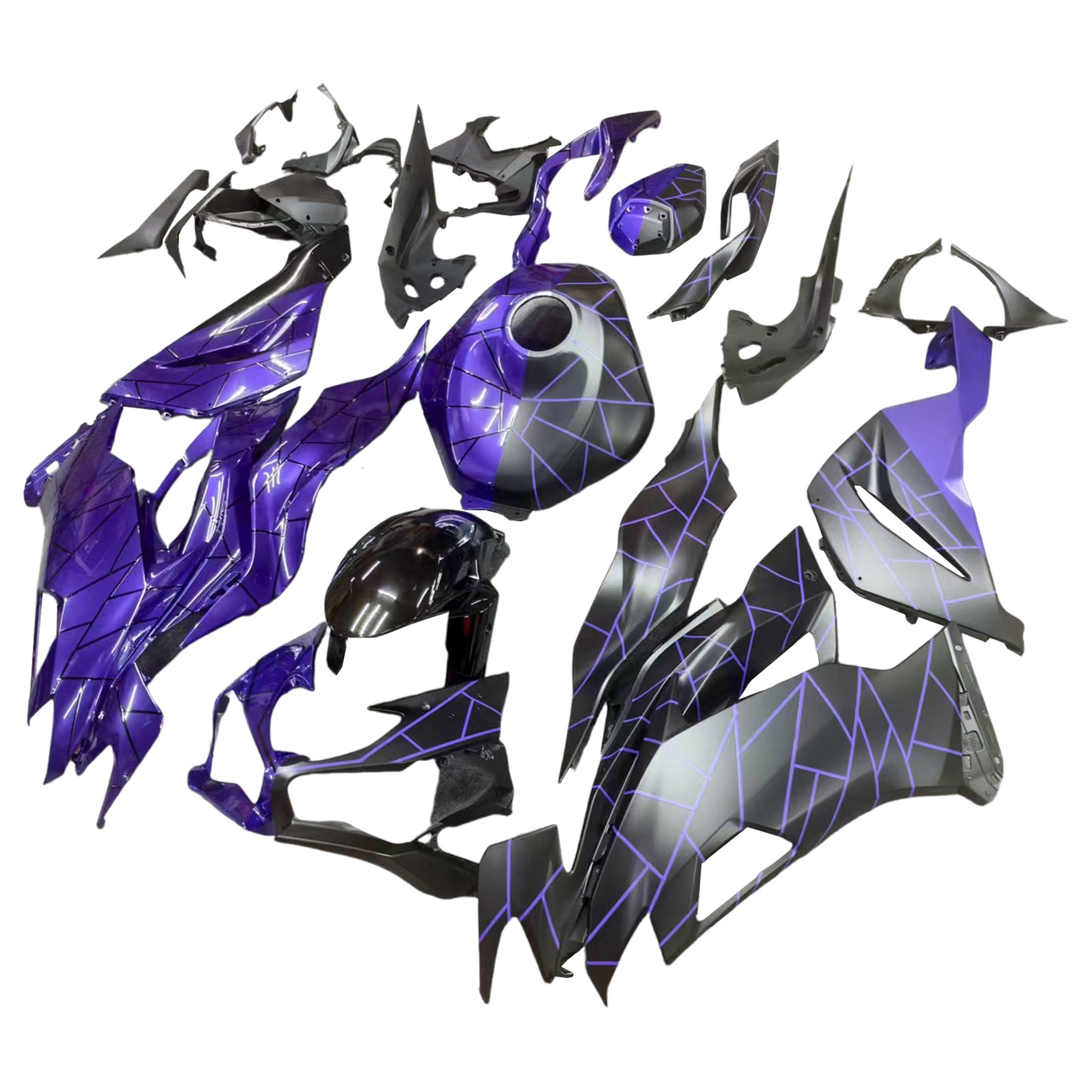 Amotopart 2019-2023 Kawasaki ZX6R Midnight Purple Matte Black Fairing Kit