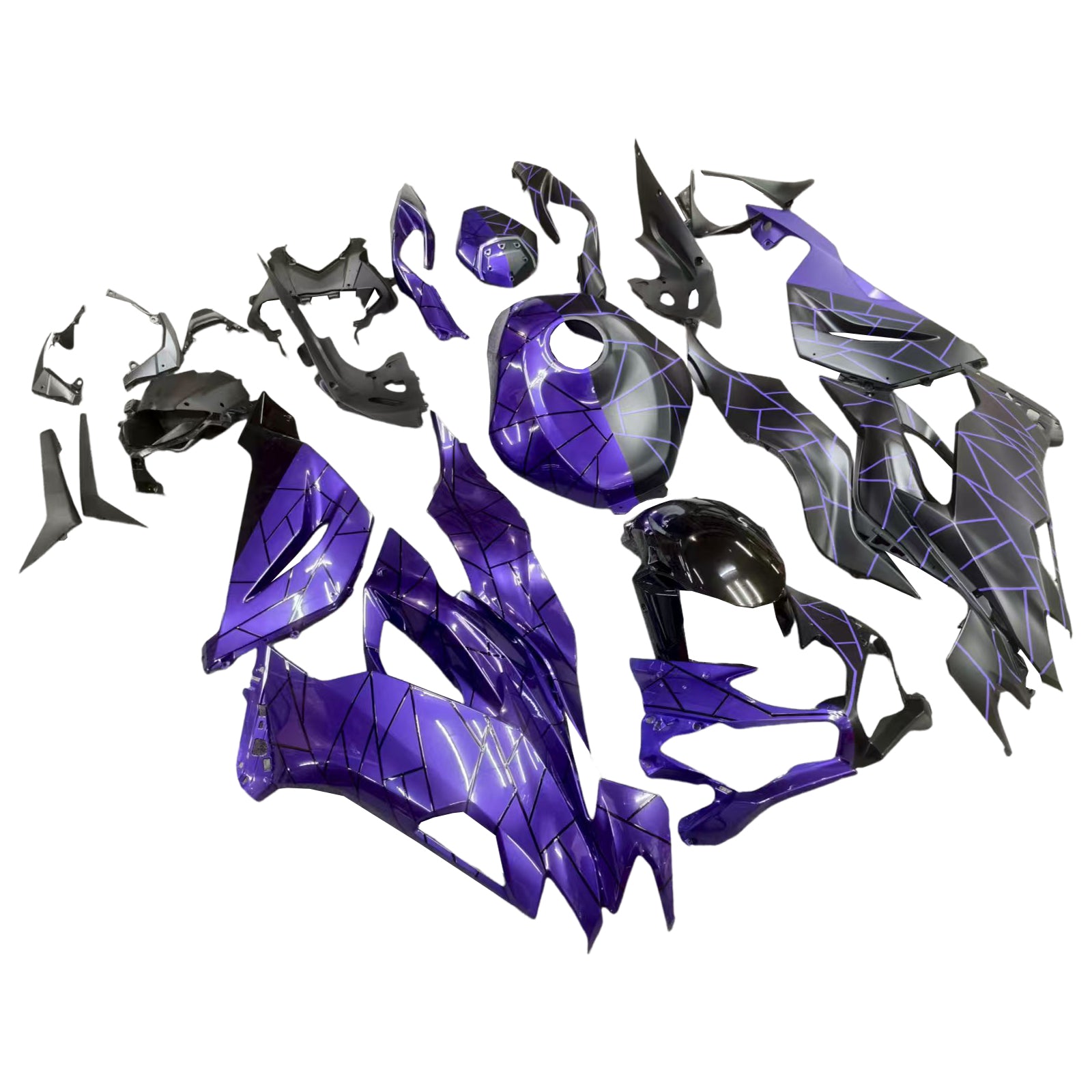 Amotopart 2019-2023 Kawasaki ZX6R Midnight Purple Matte Black Fairing Kit