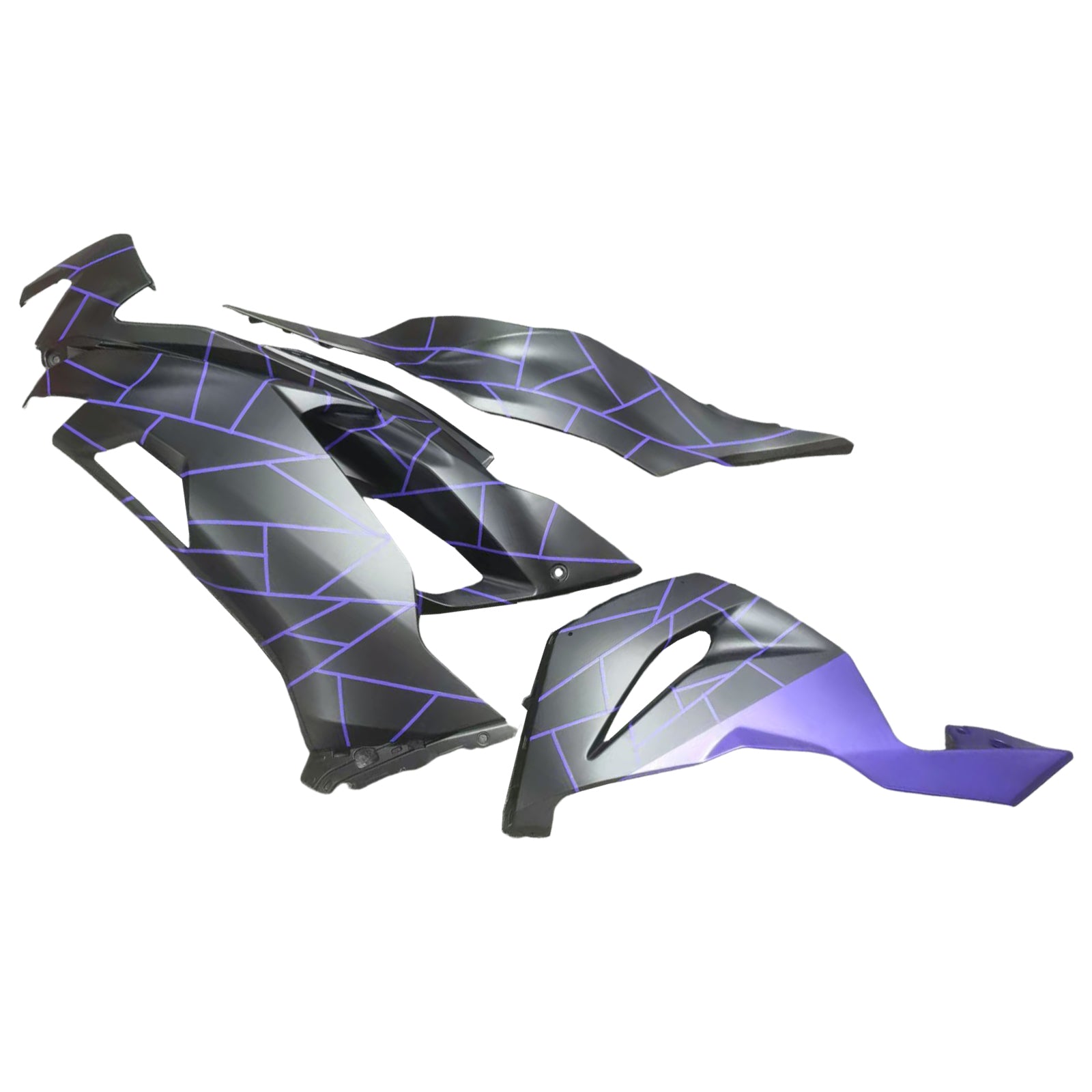 Amotopart 2019-2023 Kawasaki ZX6R Midnight Purple Matte Black Fairing Kit