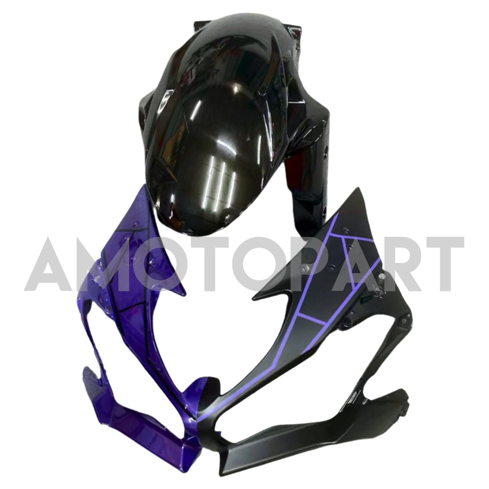 Amotopart 2019-2023 Kawasaki ZX6R Midnight Purple Matte Black Fairing