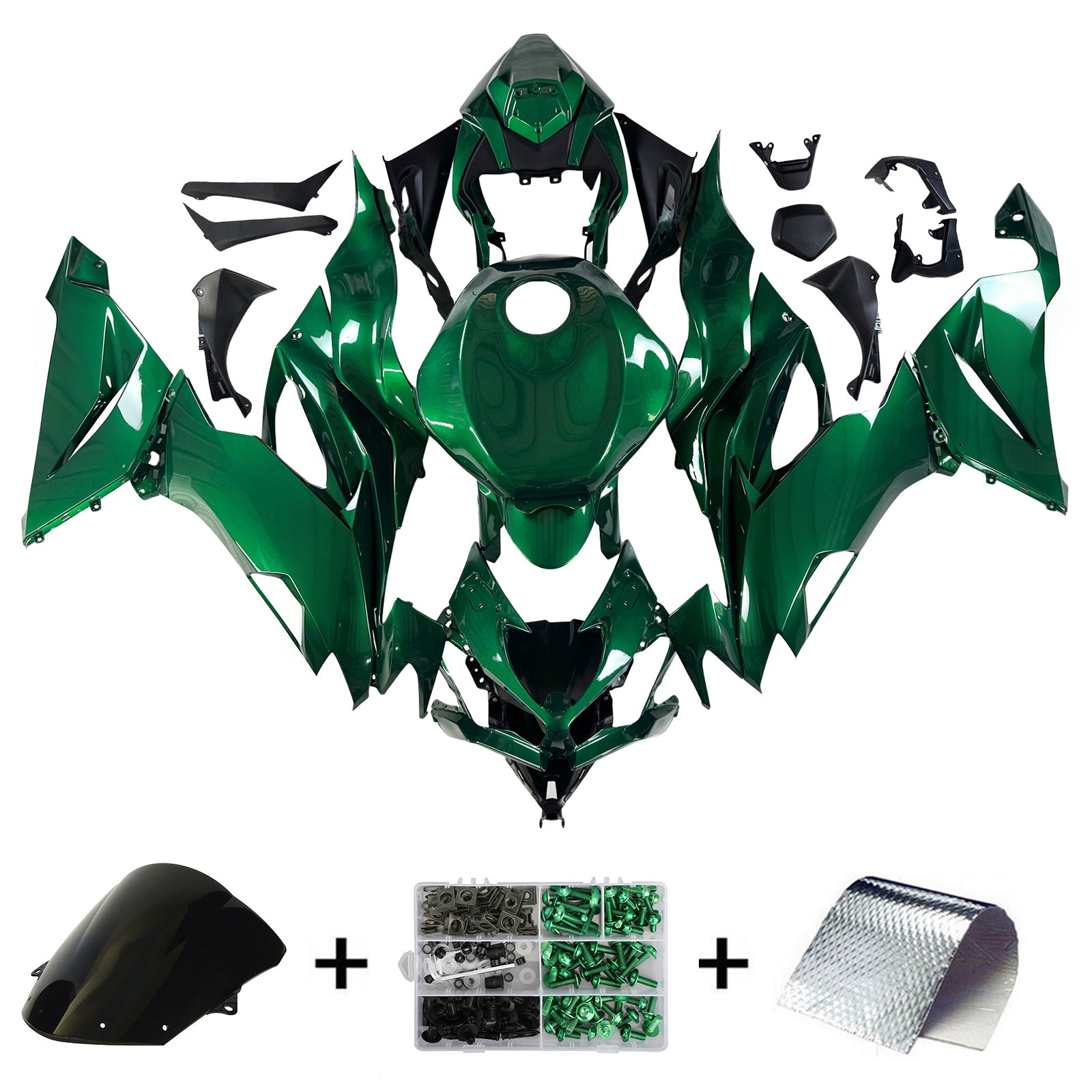 Amotopart 2019-2023 Kawasaki ZX6R Green Fairing Kit