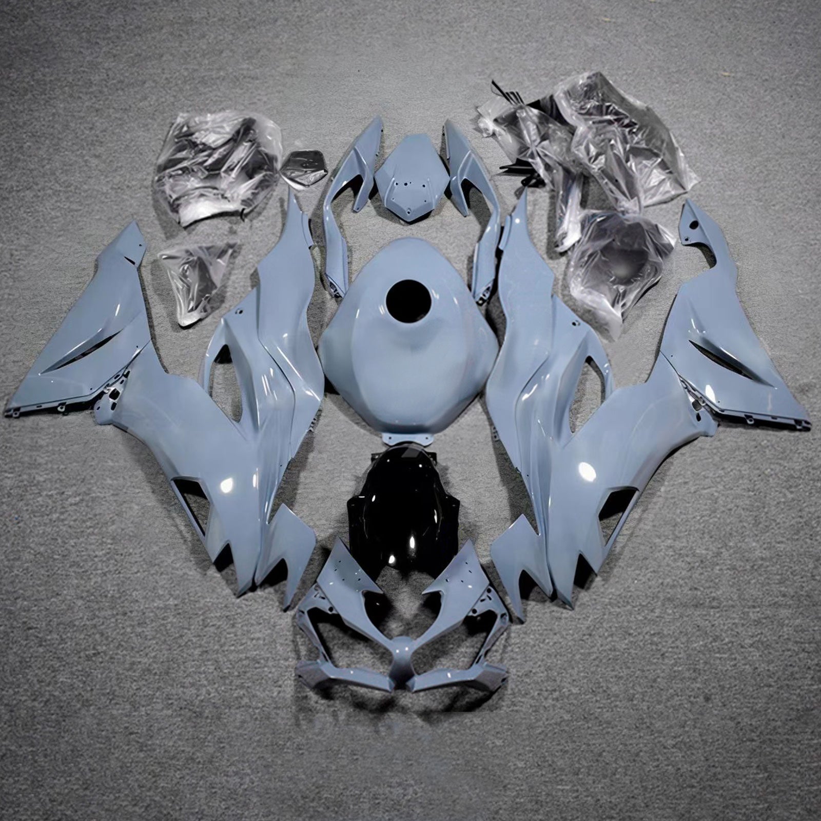 Amotopart 2019-2023 Kawasaki ZX6R Grey Yellow Fairing Kit