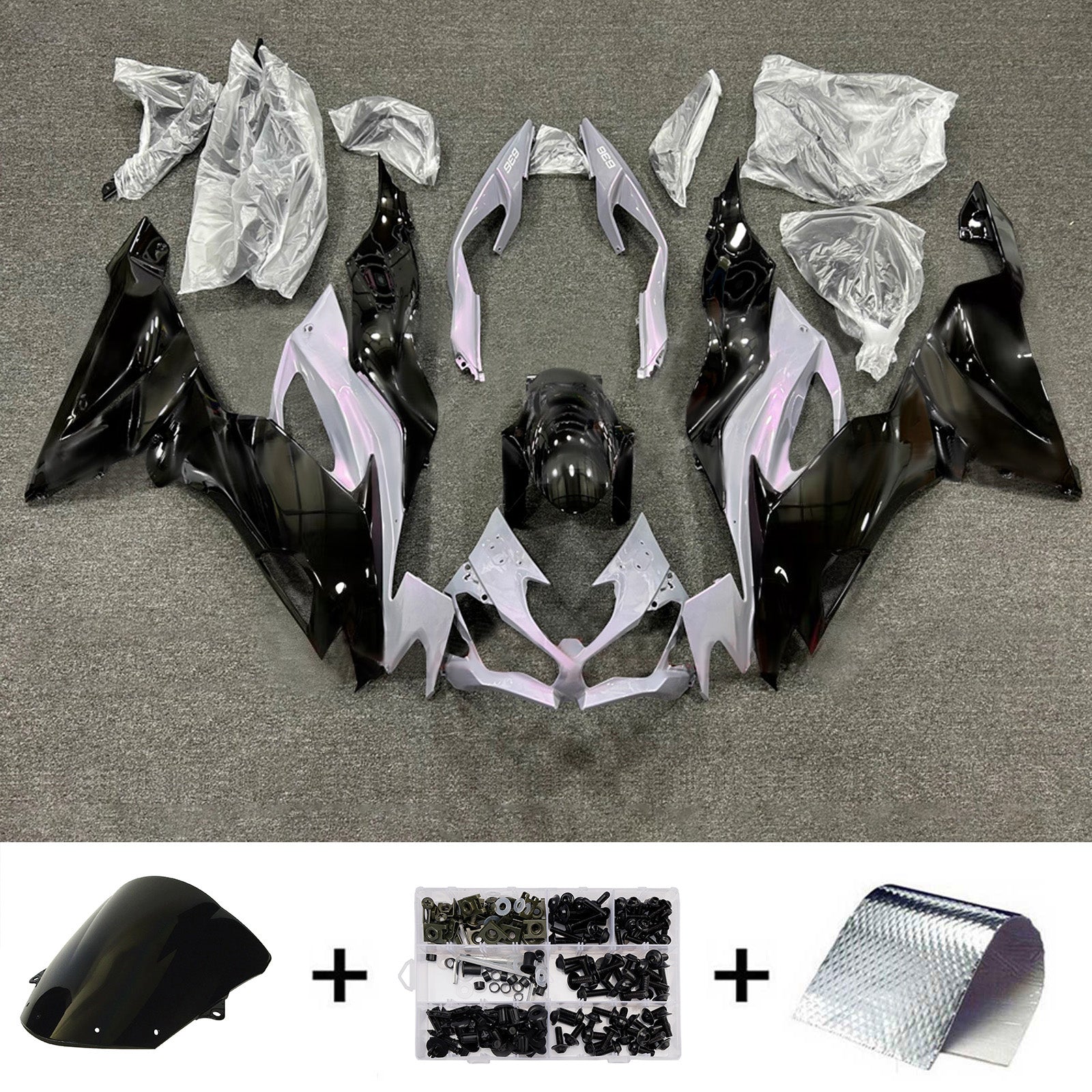Amotopart 2019-2023 Kawasaki ZX6R Black Grey Fairing Kit