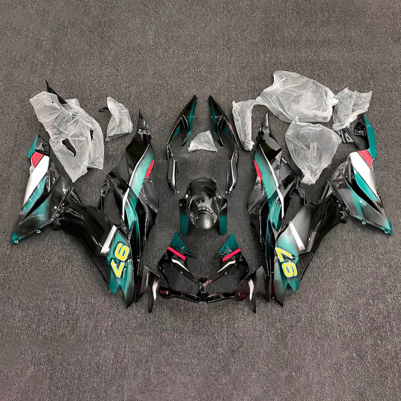 Kit carena Amotopart 2019-2023 Kawasaki ZX6R Verde Nero Bianco