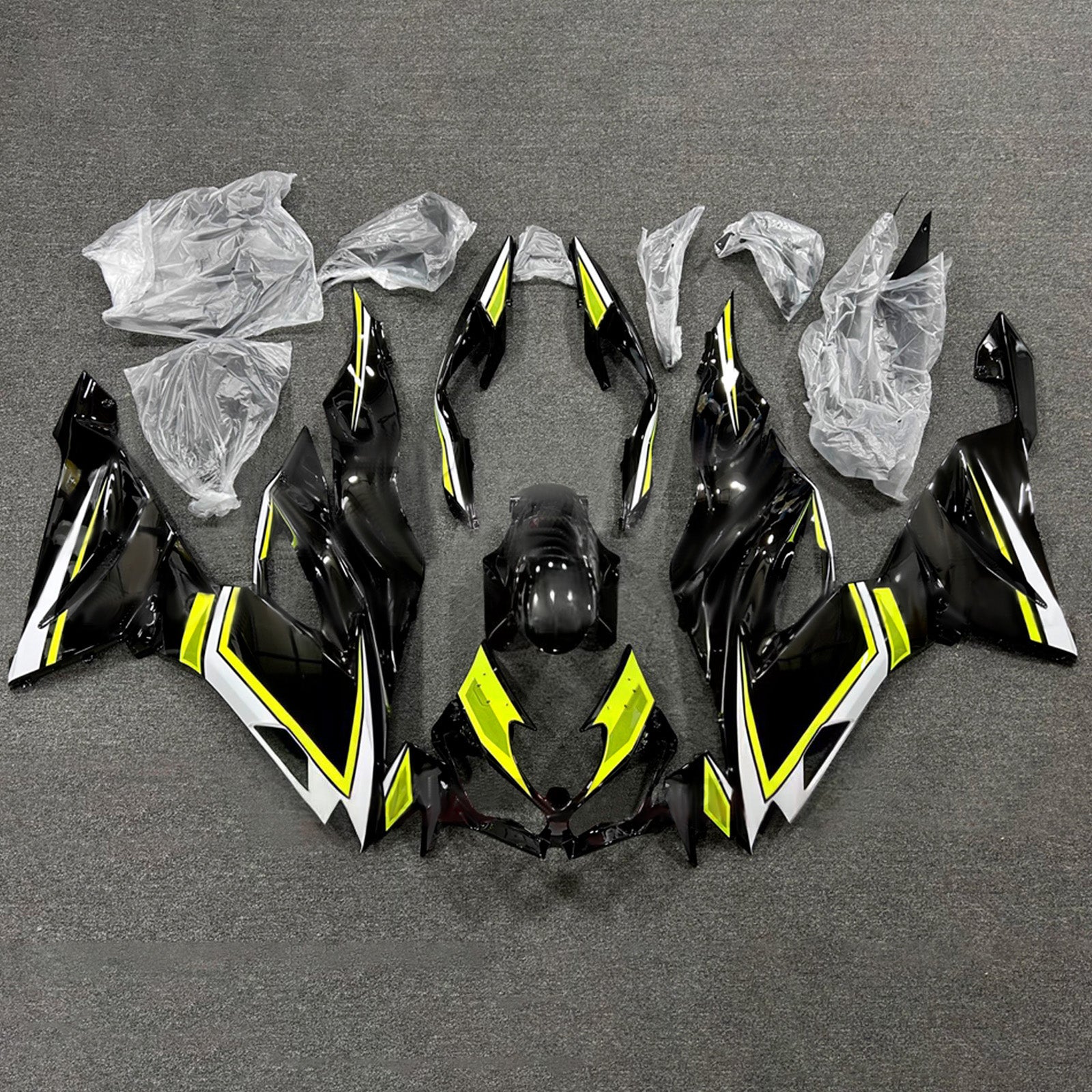 Kit carena Amotopart 2019-2023 Kawasaki ZX6R nero giallo bianco