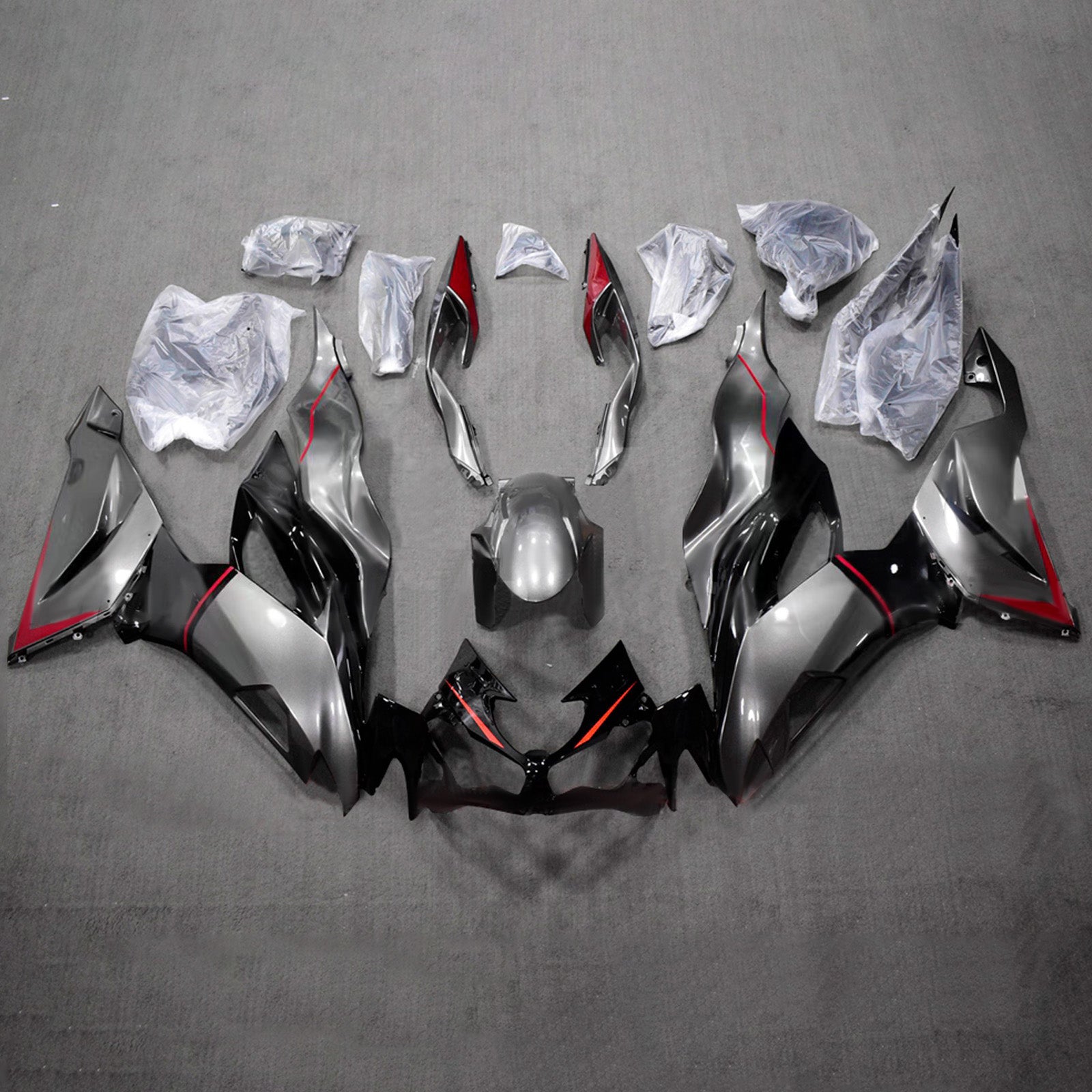 Amotopart 2019-2023 Kawasaki ZX6R Grey Black Red Kiting Kit