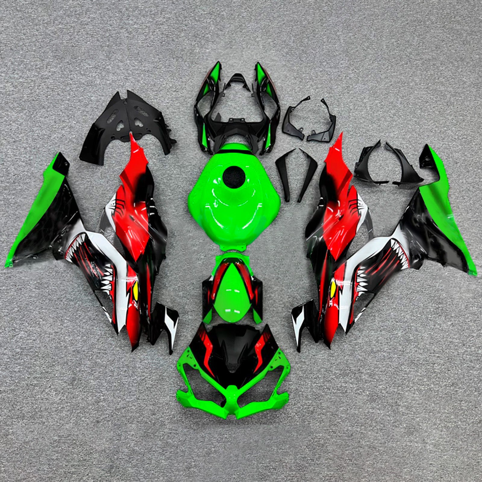 Amotopart 2019-2023 Kawasaki ZX6R Grøn Rød Sort Fairing Kit