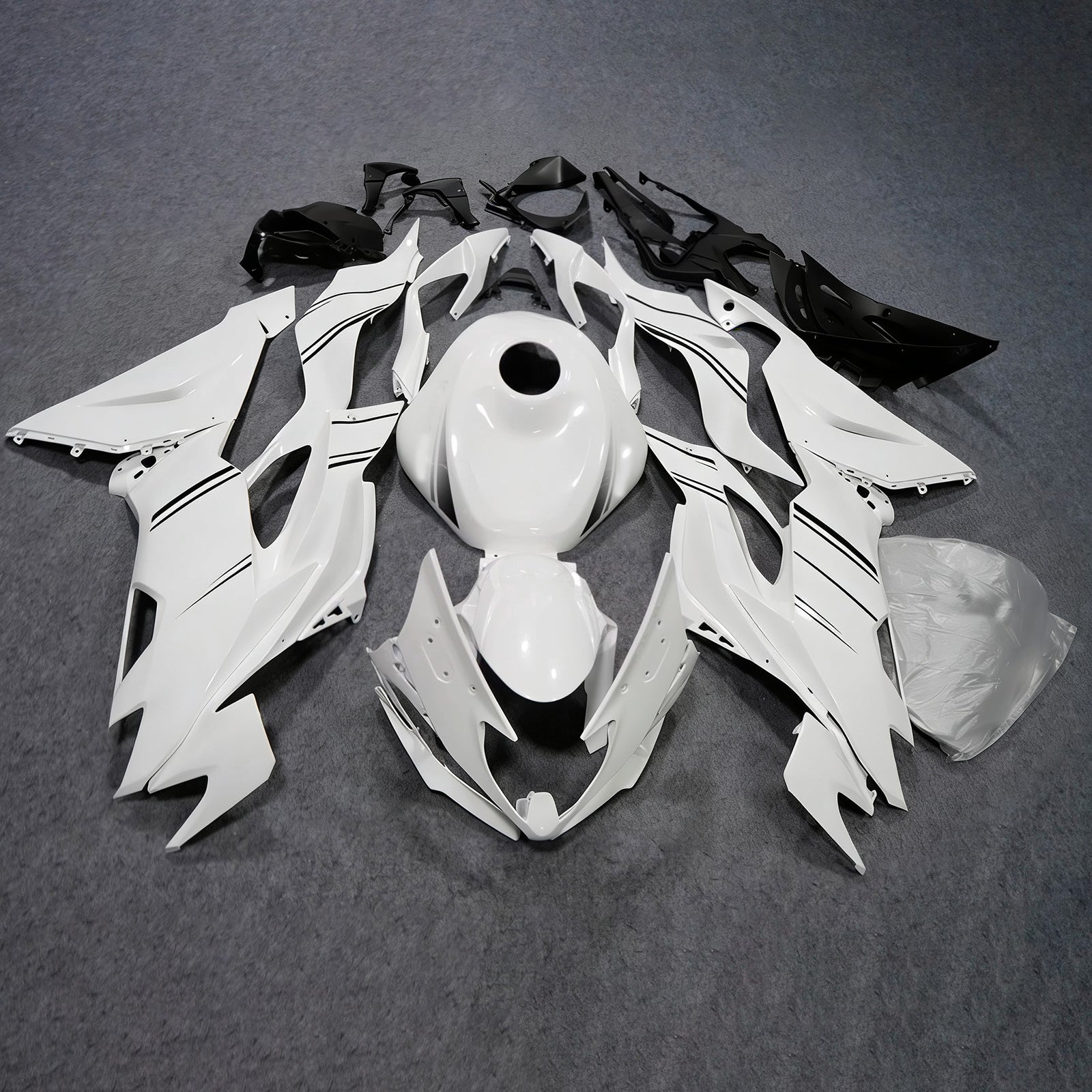 Sada kapotáže Amotopart 2019-2023 Kawasaki ZX6R White Black