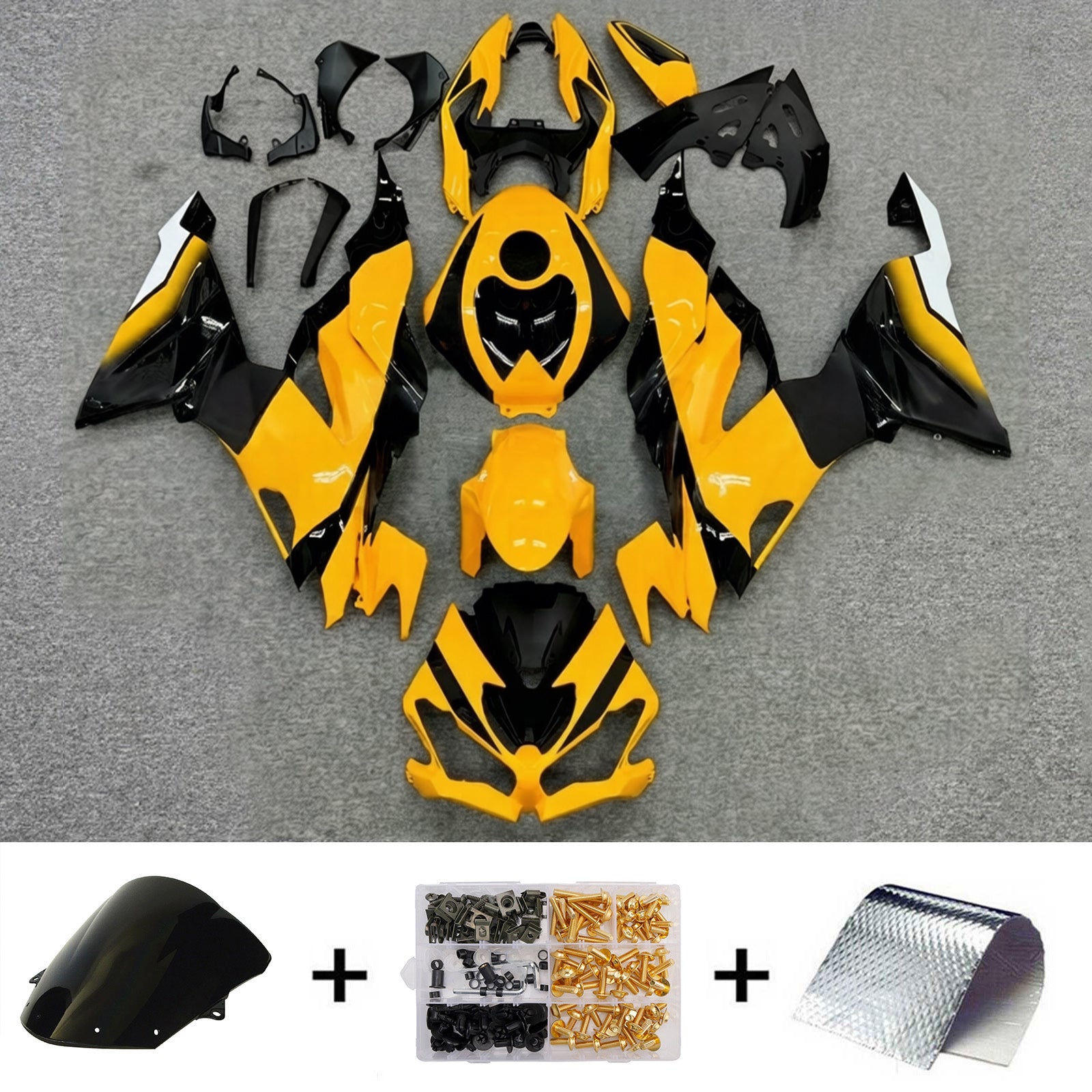 Amotopart 2019-2023 Kawasaki ZX6R Orange Black Fairing Kit