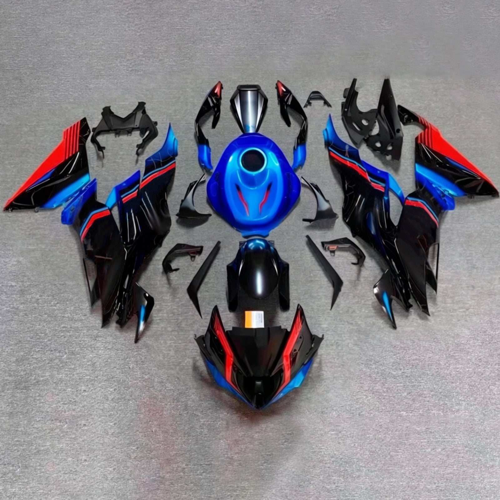 Amotopart 2019–2023 Kawasaki ZX6R Schwarz Blau Rot Verkleidungsset
