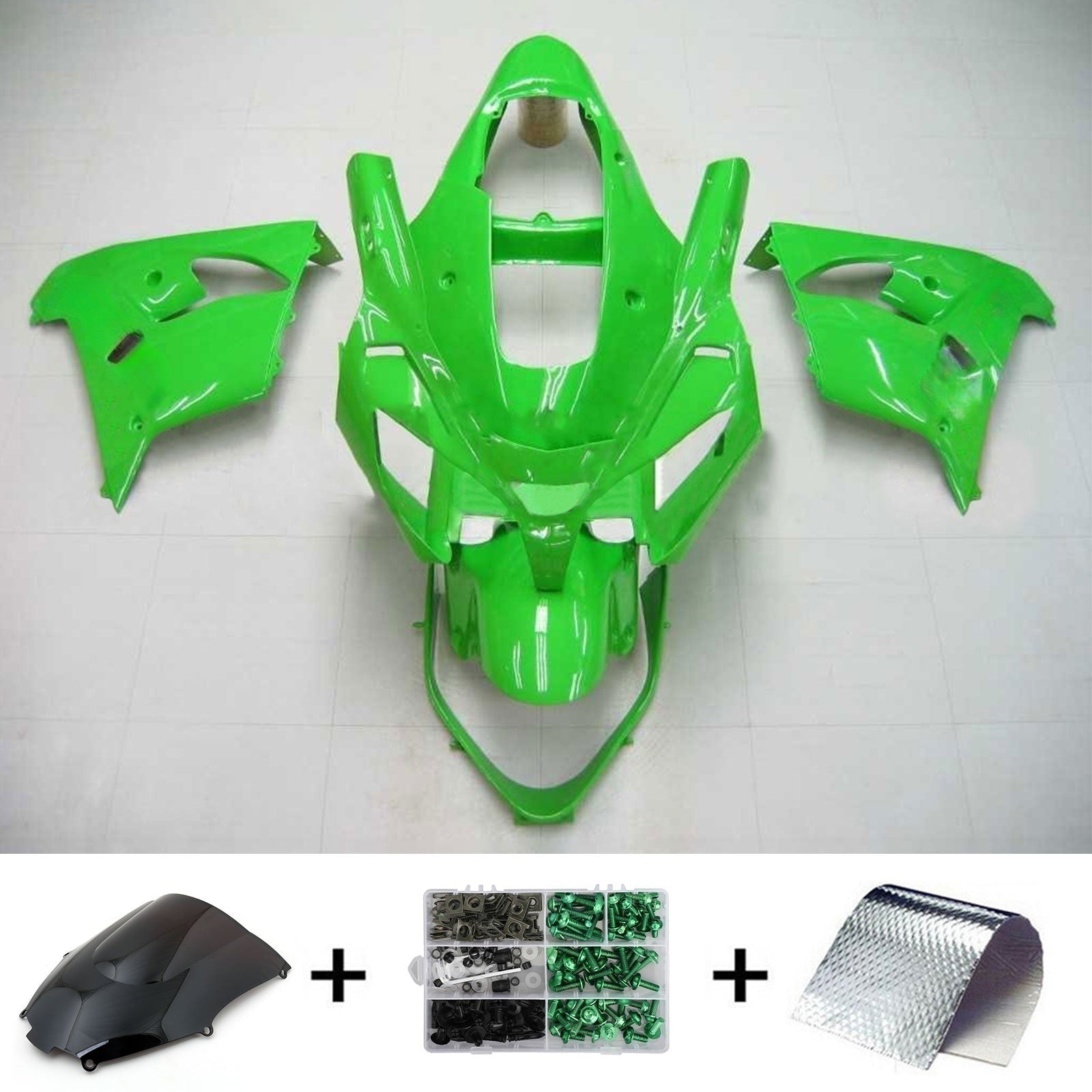 Amotopart Kawasaki 2002-2003 ZX9R Green Fairing Kit