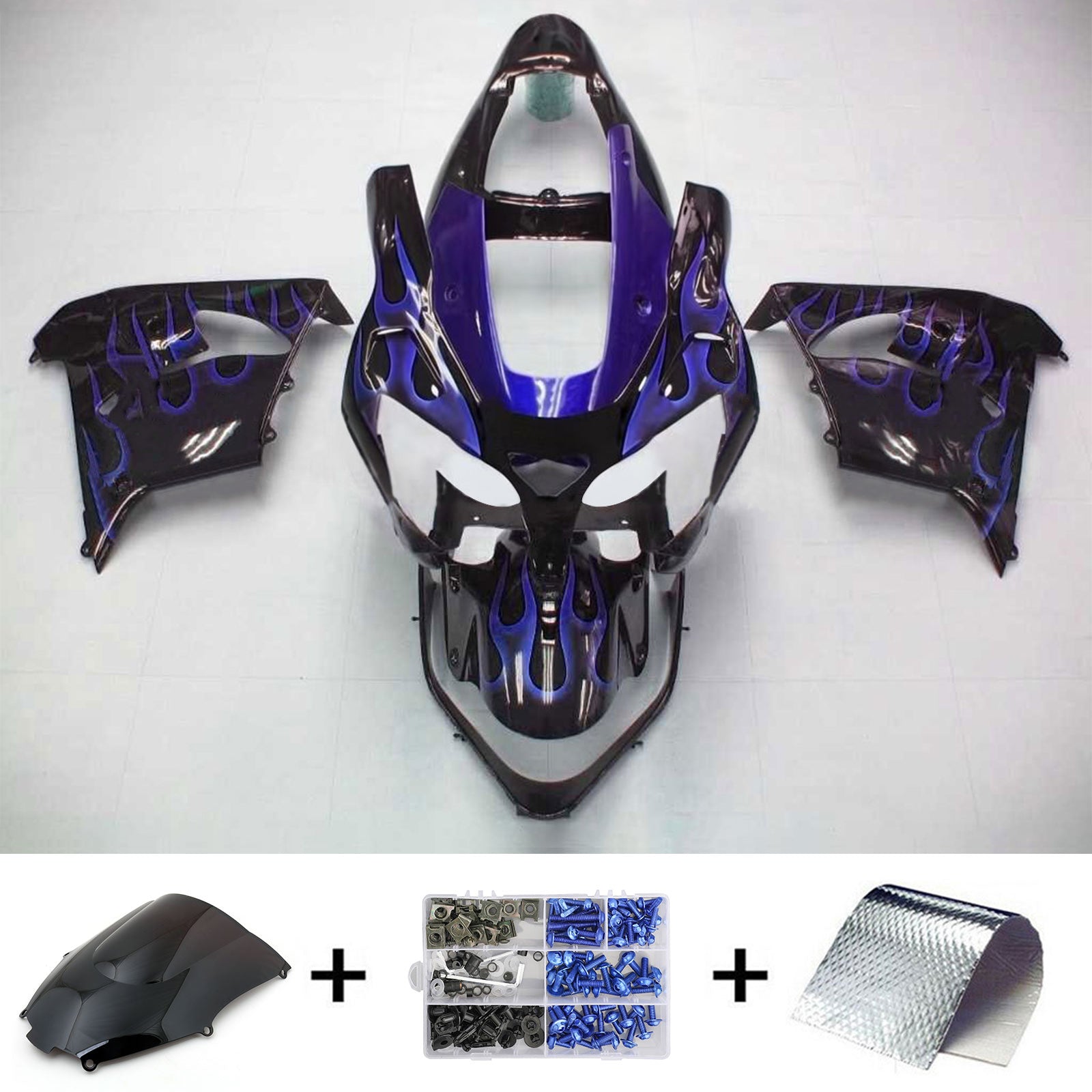 Amotopart Kawasaki 2002-2003 ZX9R Purple Black Mix Fairing Kit
