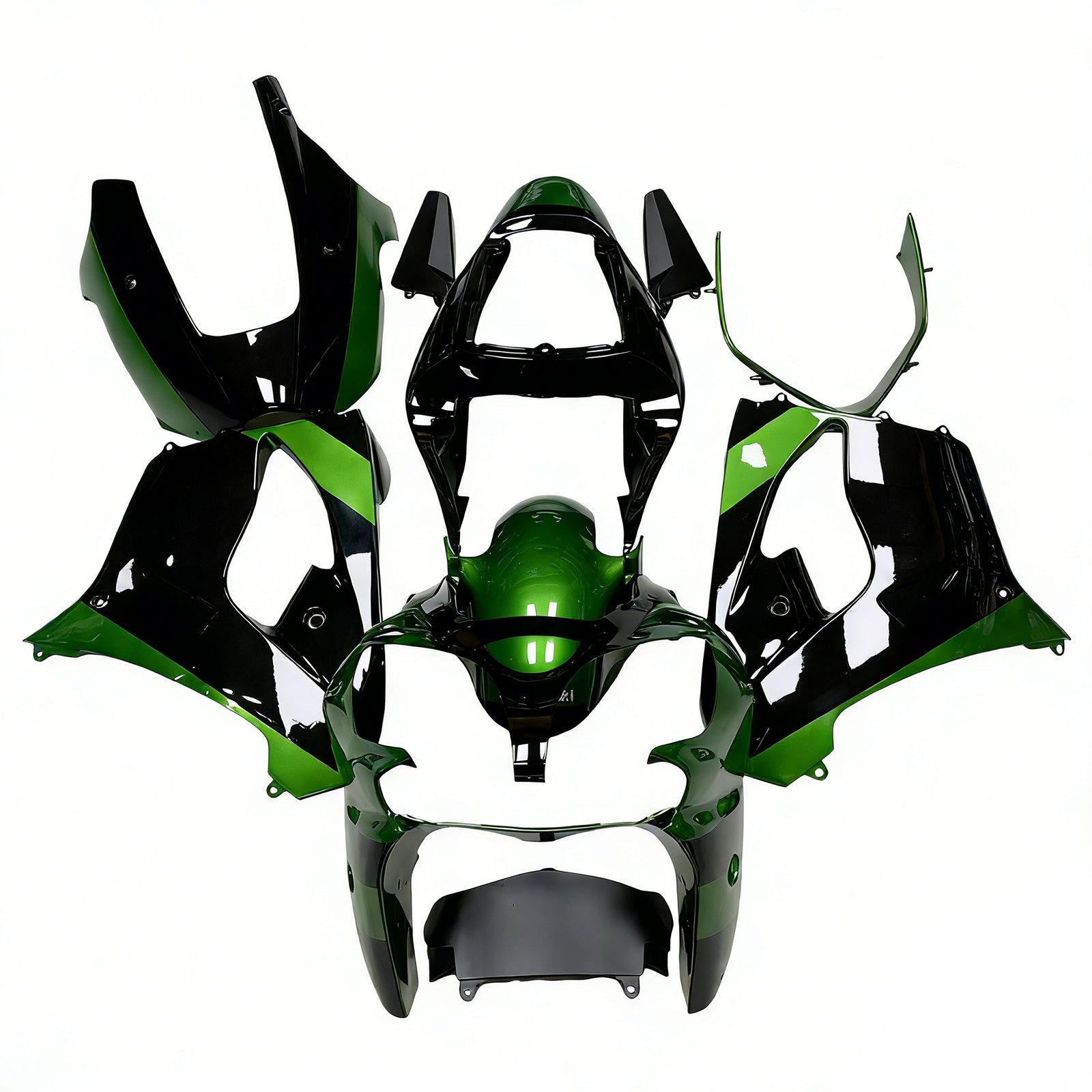 黒アル Amotopart Kawasaki 2002-2003 ZX9R Kit de carenado verde oscuro negro