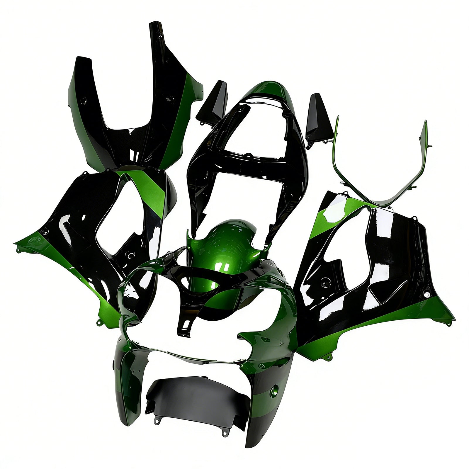 黒緑アビス➕改造枠 Amotopart Kawasaki 2002-2003 ZX9R Dark Green Black Fairing Kit