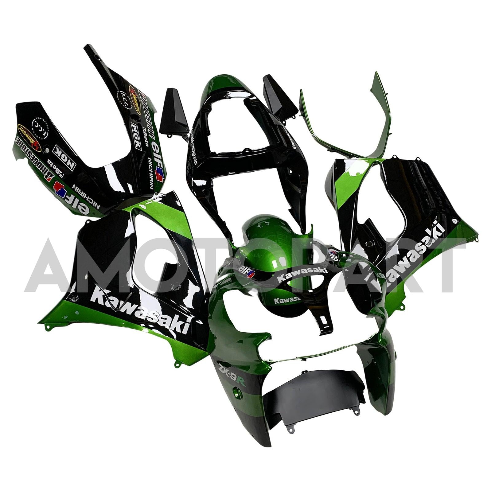 Amotopart Kawasaki 2002-2003 ZX9R Dark Green Black Fairing Kit