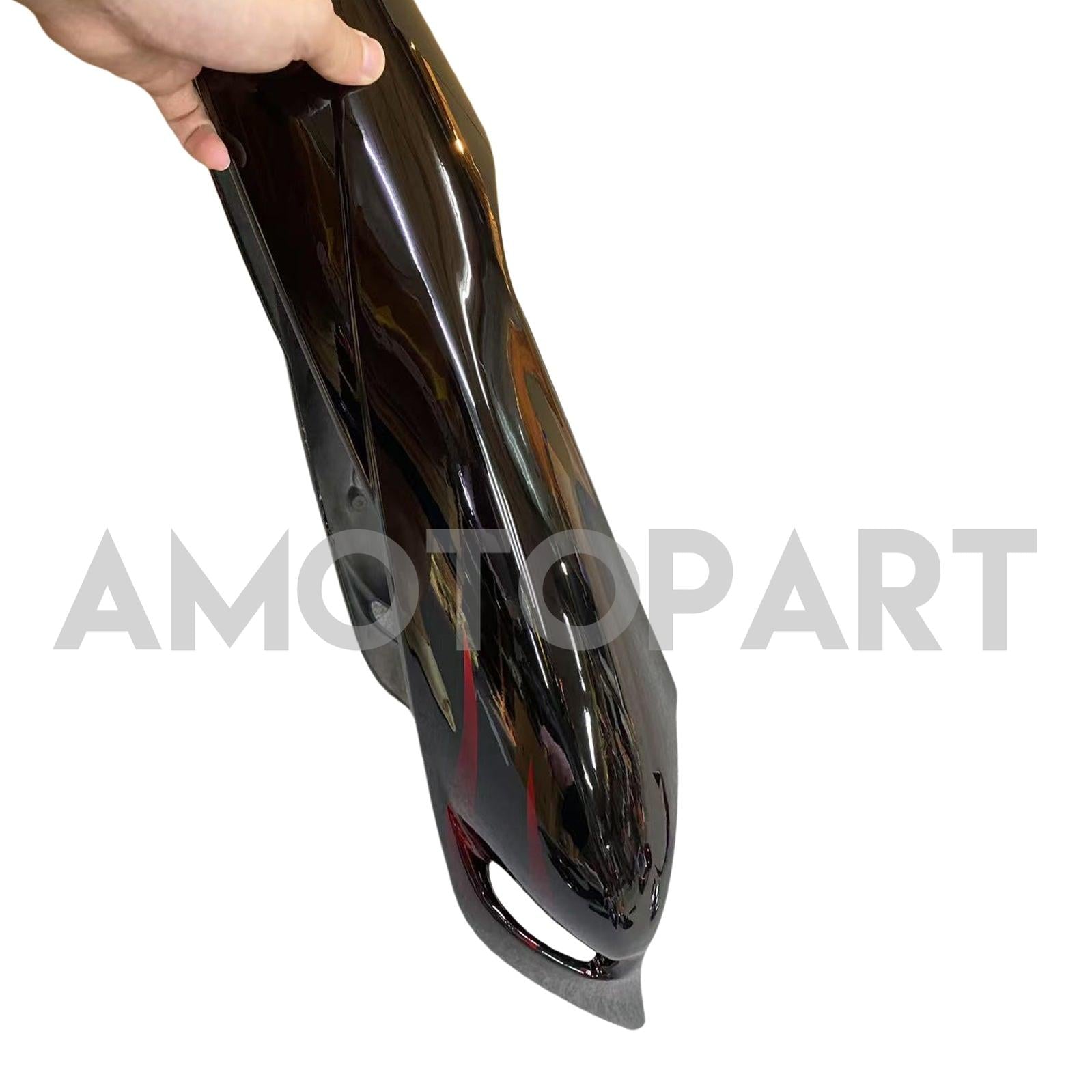 Amotopart 2002-2003 Kawasaki ZX9R Black with Red Flame Fairing Kit