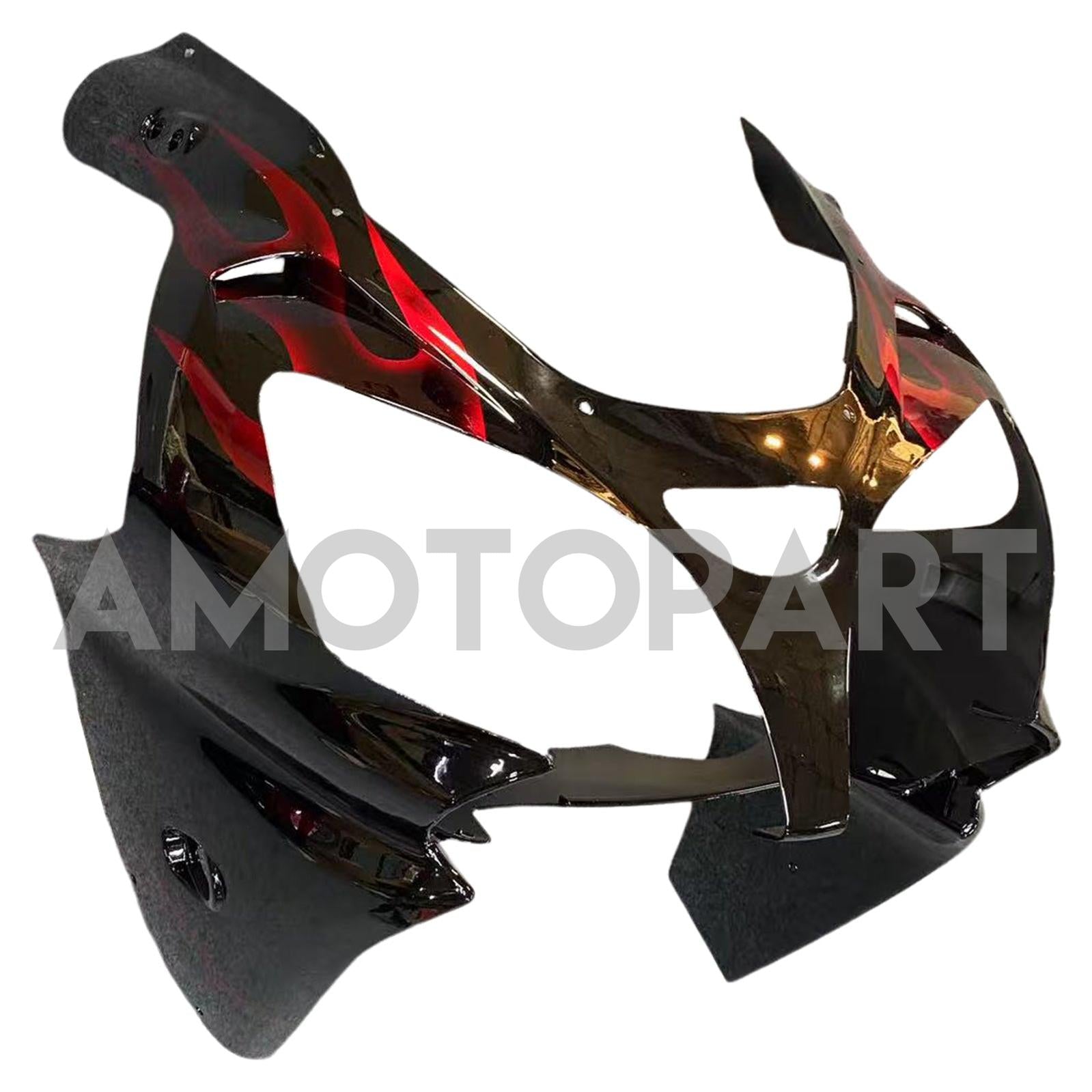 Amotopart 2002-2003 Kawasaki ZX9R Black with Red Flame Fairing Kit