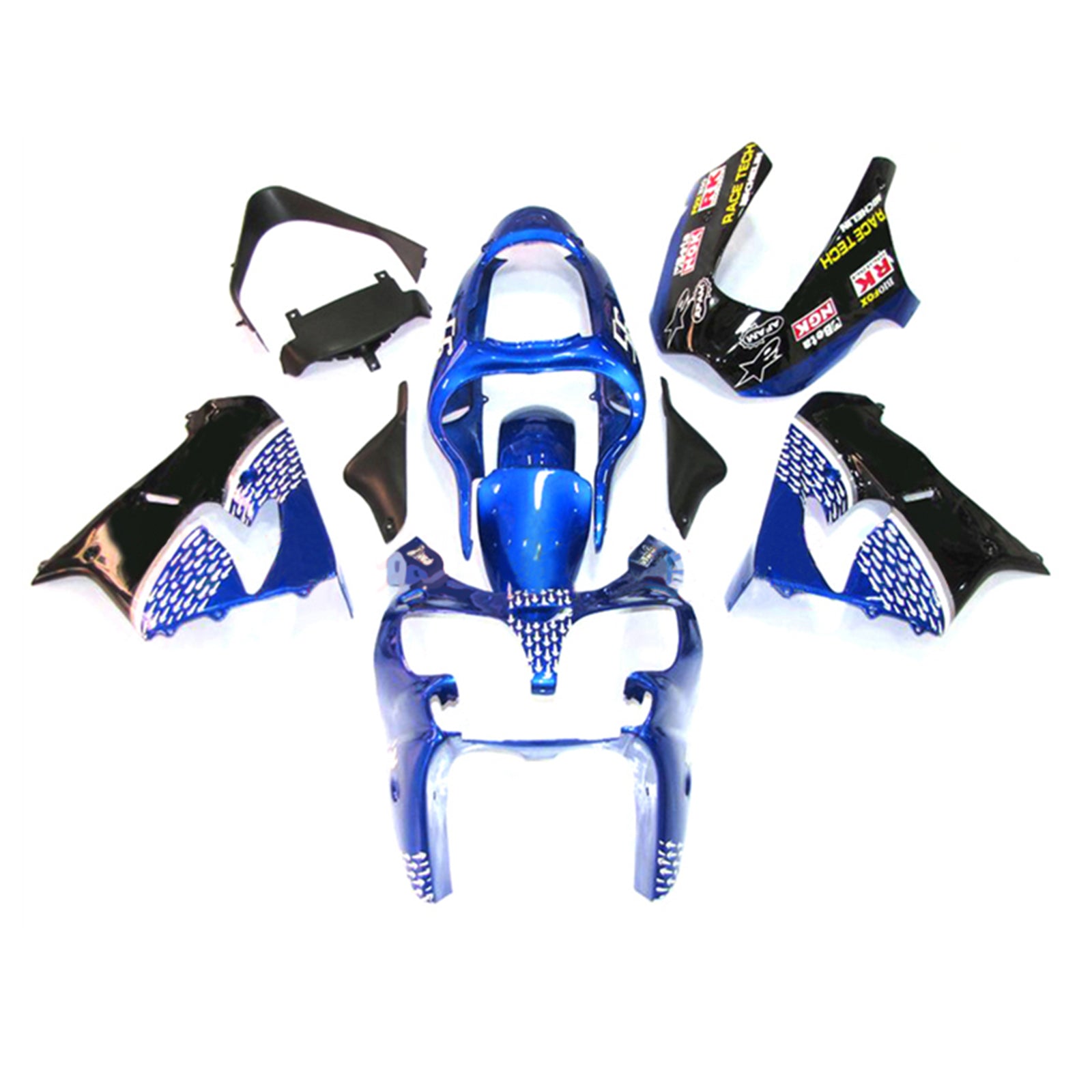 Amotopart 2002-2003 Kawasaki ZX9R Black & Blue Style1 Fairing Zestaw