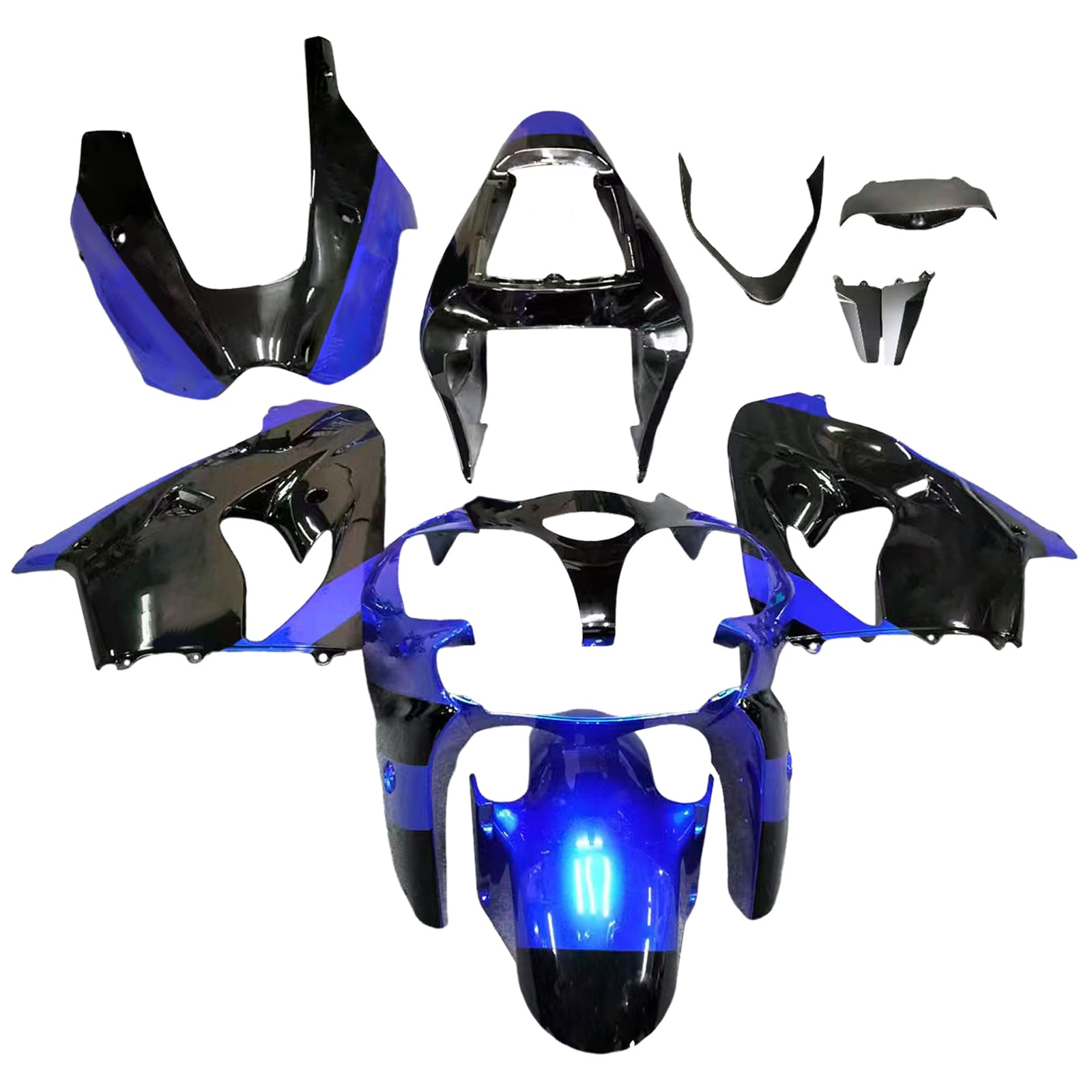 Amotopart 2002-2003 Kawasaki ZX9R Black & Blue Monster Style1 Fairing Kit