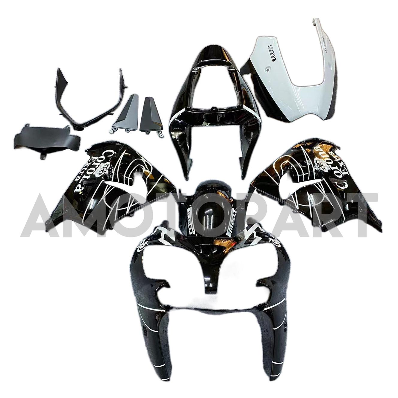 Amotopart 2002-2003 Kawasaki ZX9R Black&White Stripe Fairing Kit