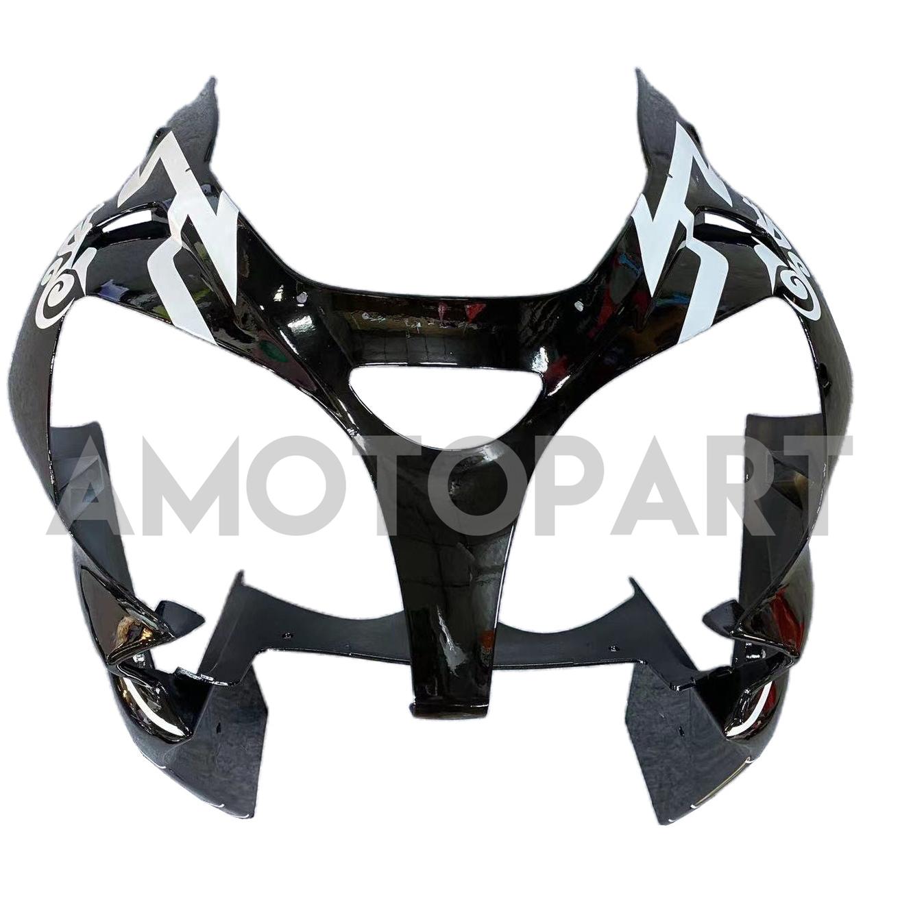 Amotopart 2002-2003 Kawasaki ZX9R Black & White Stripe Fairing Kit