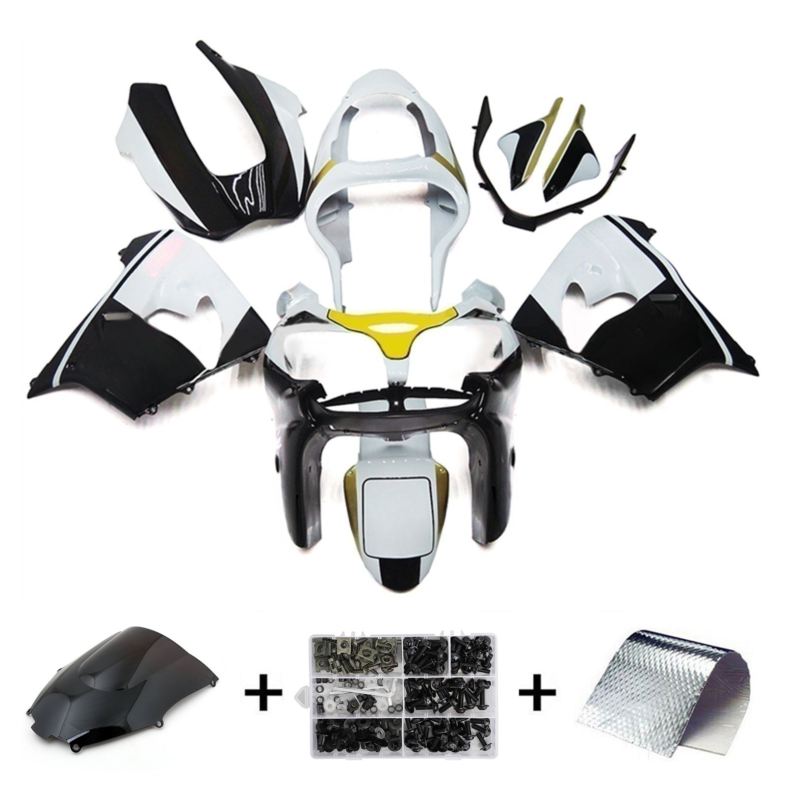 Amotopart 2002-2003 Kawasaki ZX9R Black & White Playboy Styl3 Fairing Kit
