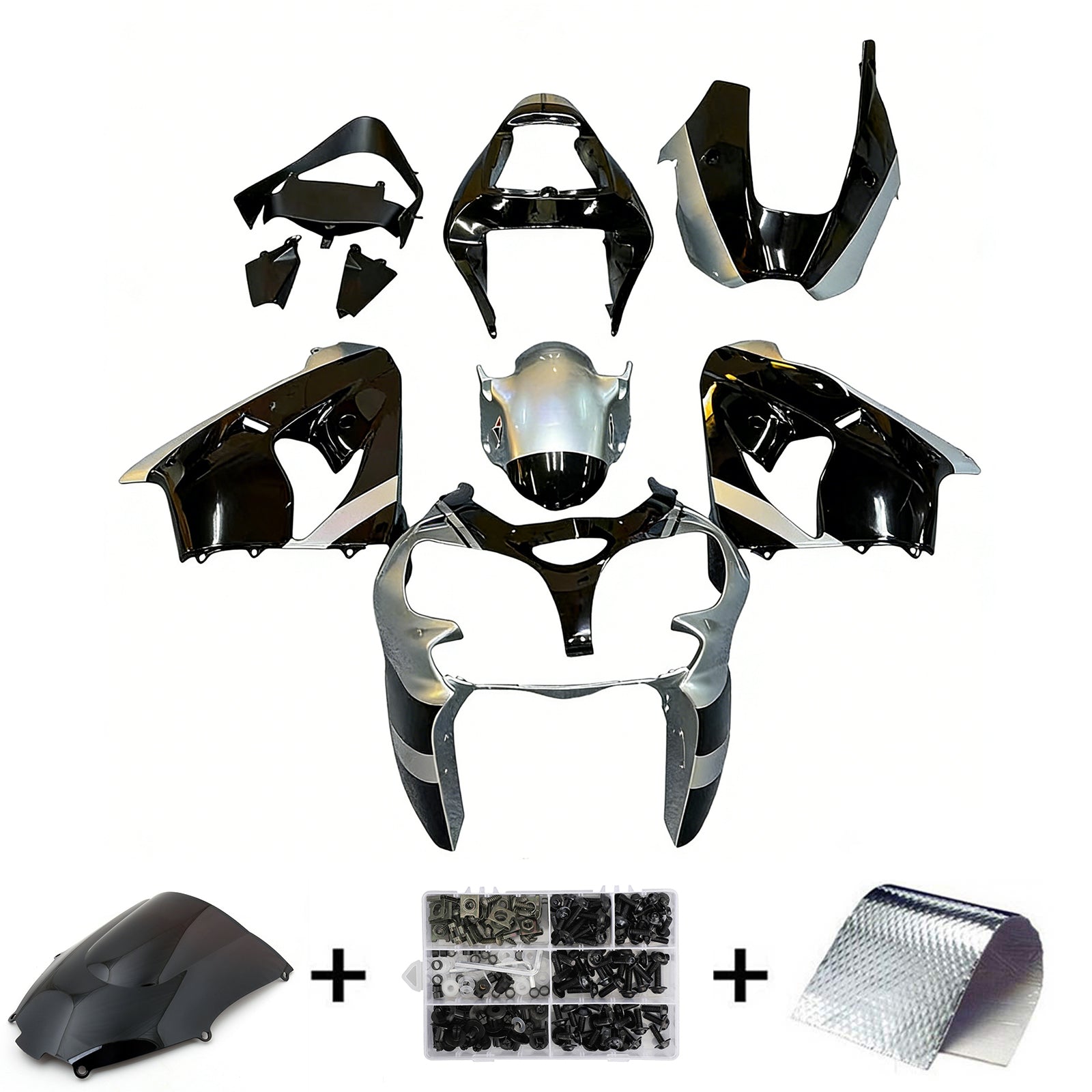 Amotopart 2002-2003 Kawasaki ZX9R Black Grey Failing Kit