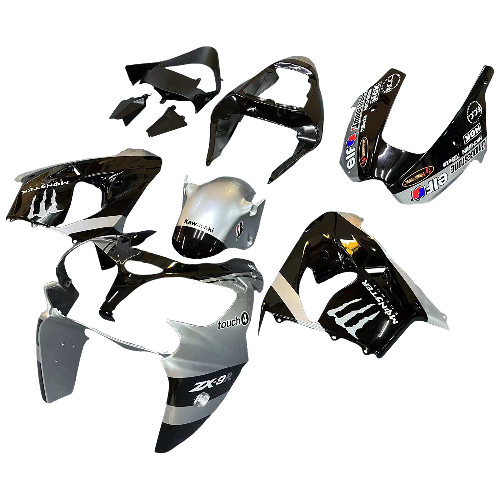 Amotopart 2002-2003 Kawasaki ZX9R Black Grey Fairing Kit