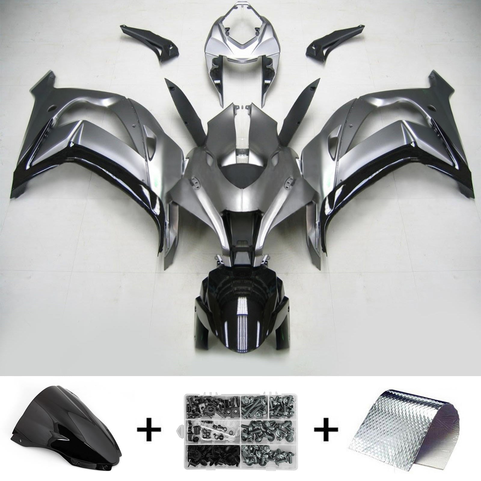 Kit carena Amotopart Kawasaki 2016-2020 ZX10R grigio argento
