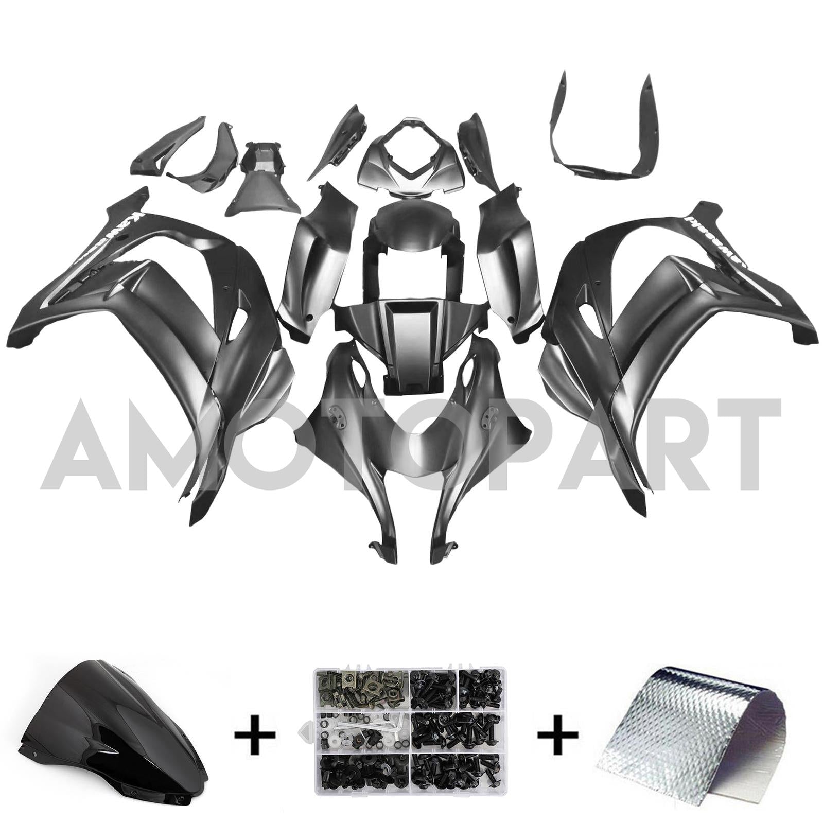Amotopart 2016-2020 ZX10R Kawasaki Black Fairing Kit