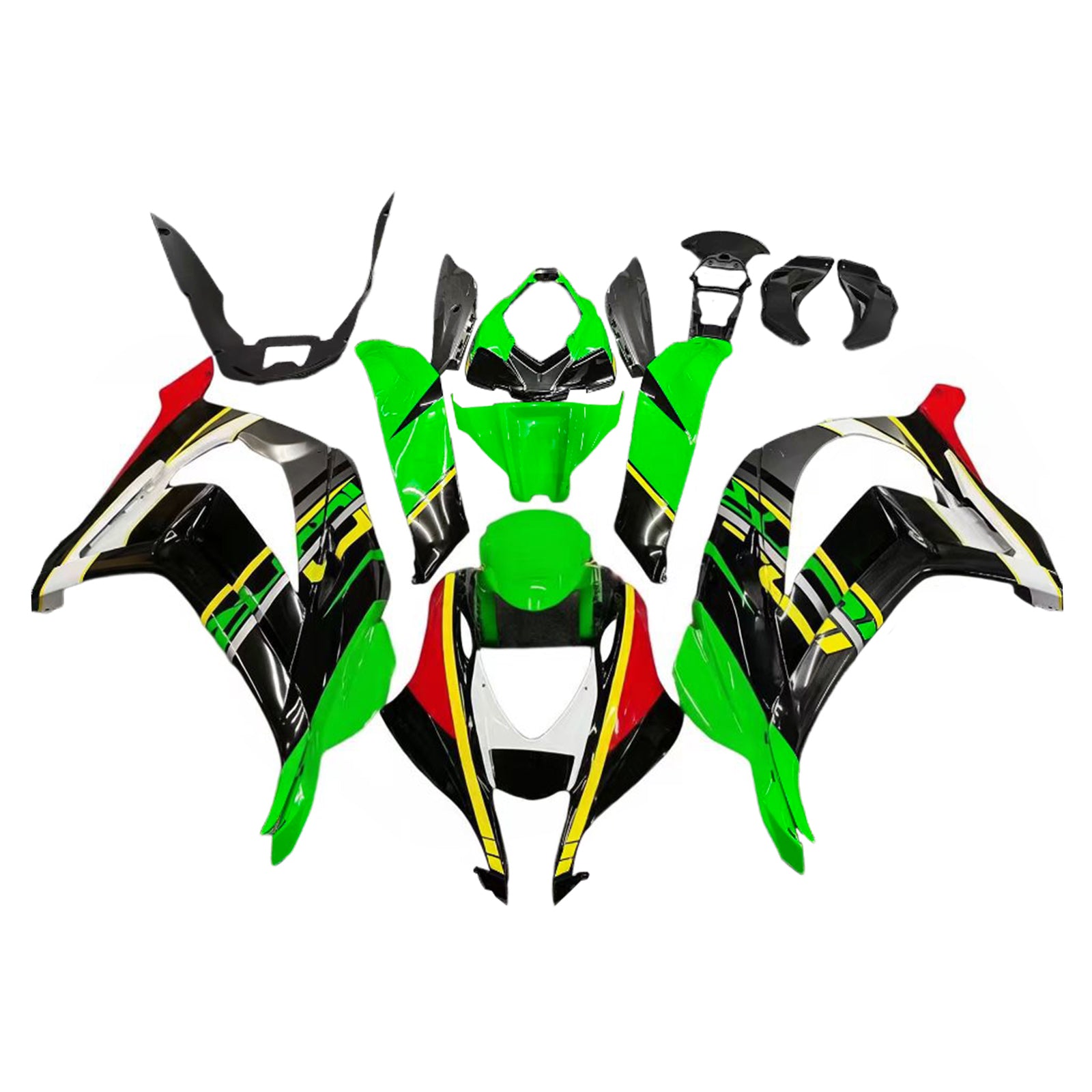 Amotopart Kawasaki 2016-2020 ZX10R Green Black Color Mix Fairing Kit