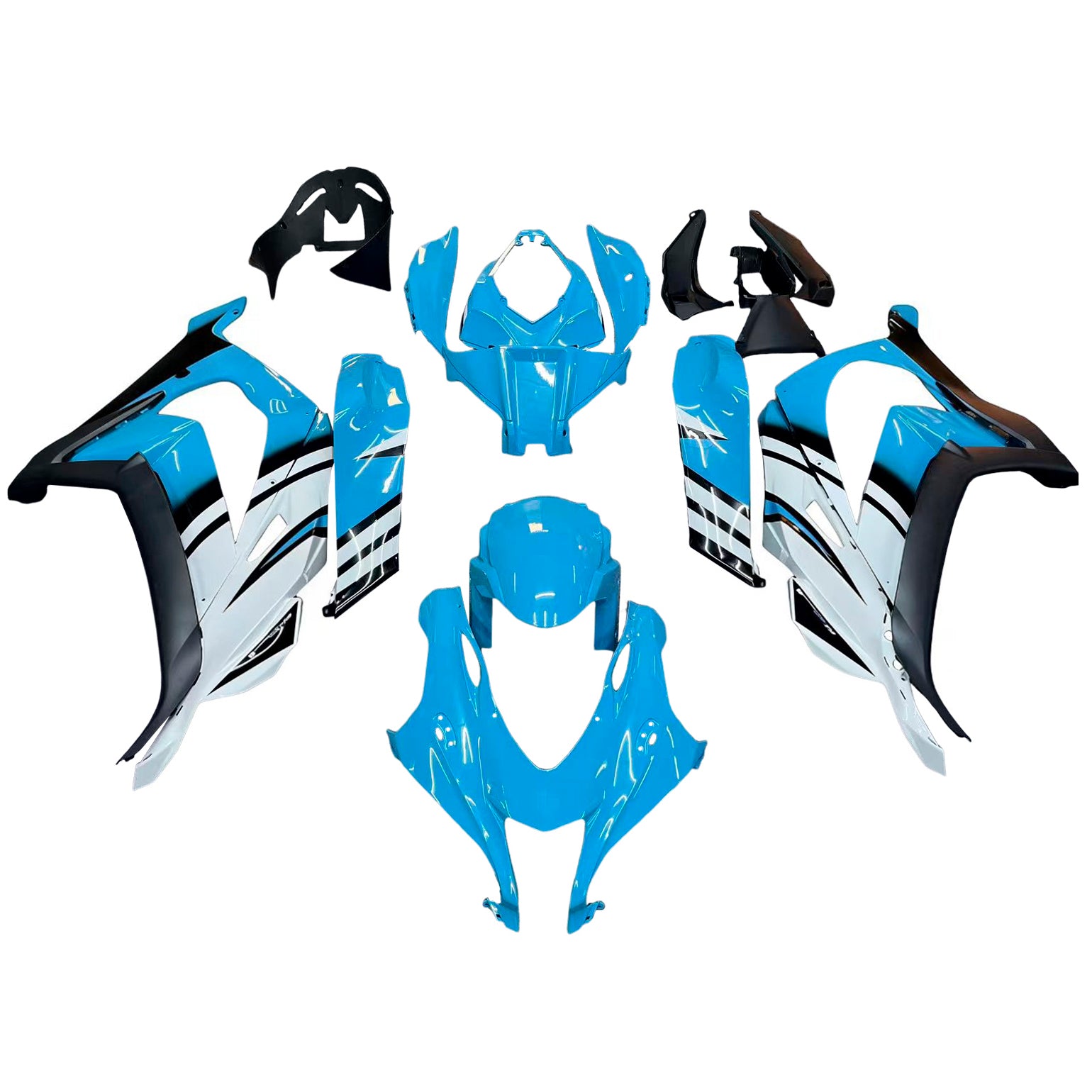 Amotopart Kawasaki 2016-2020 ZX10R Blue White Fairing Kit