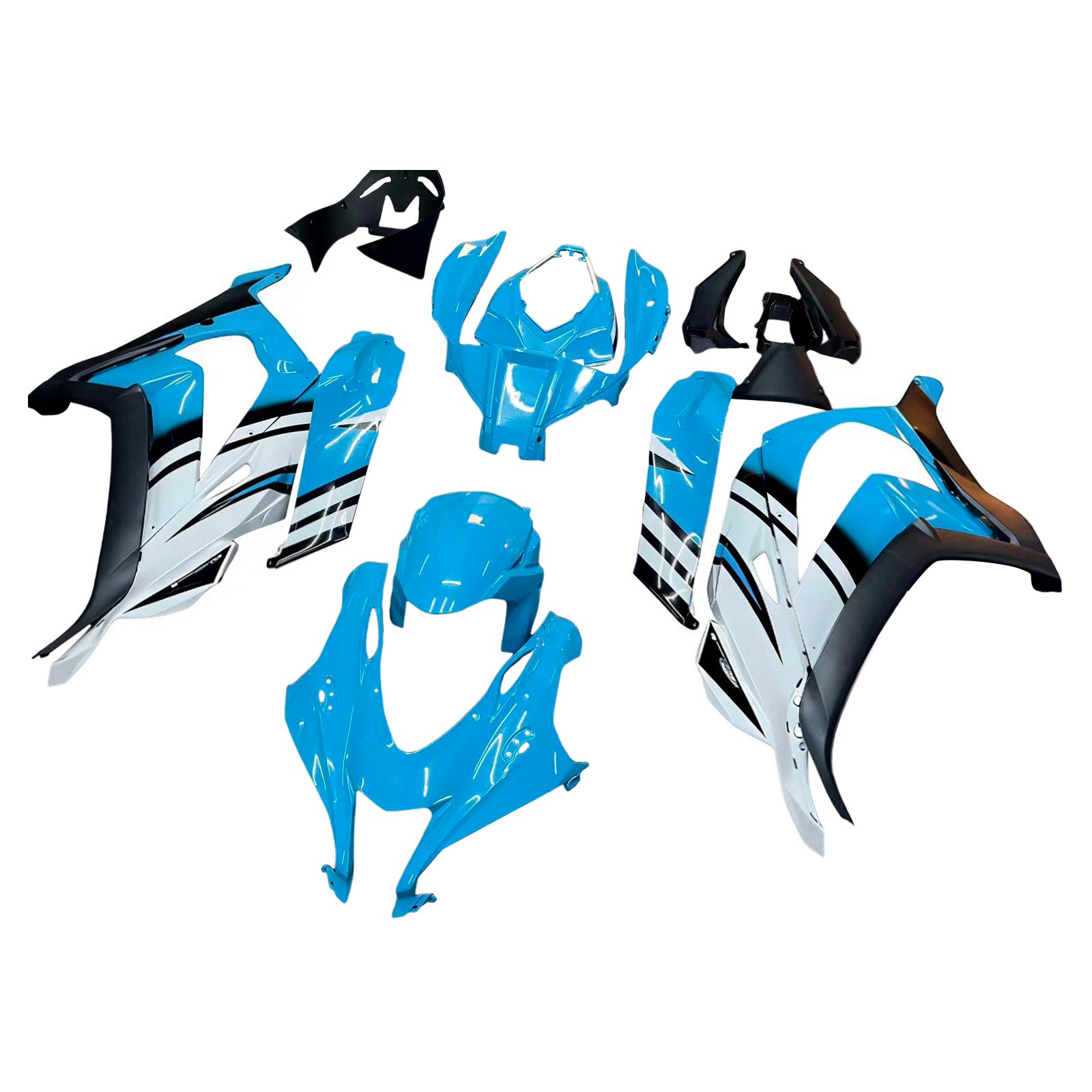 Kit de carenagem Amotopart Kawasaki 2016-2020 ZX10R azul branco