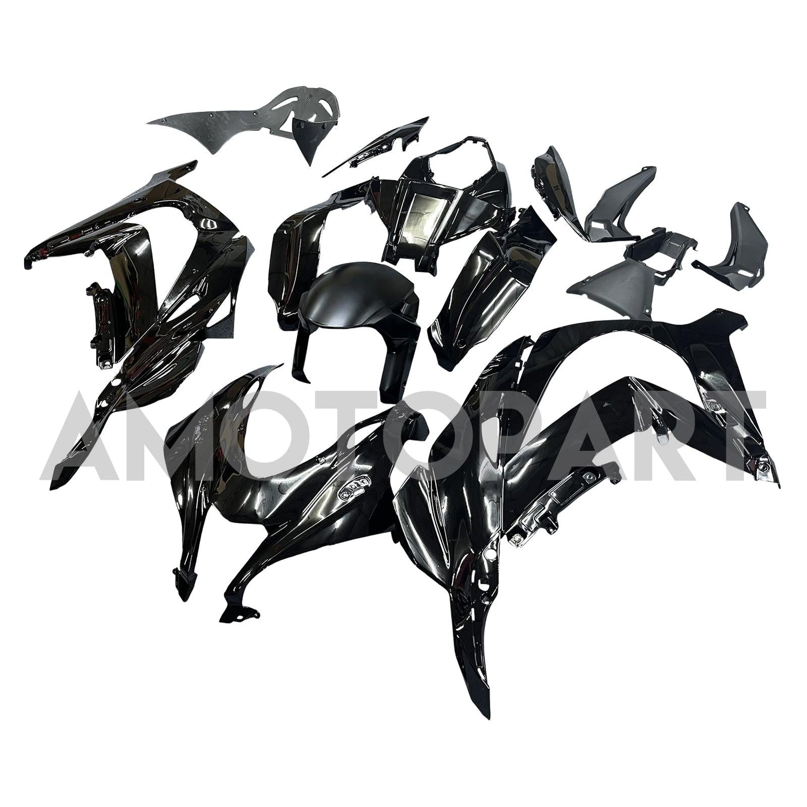 Amotopart Kawasaki 2016-2020 ZX10R Glossy Black Fairing Kit