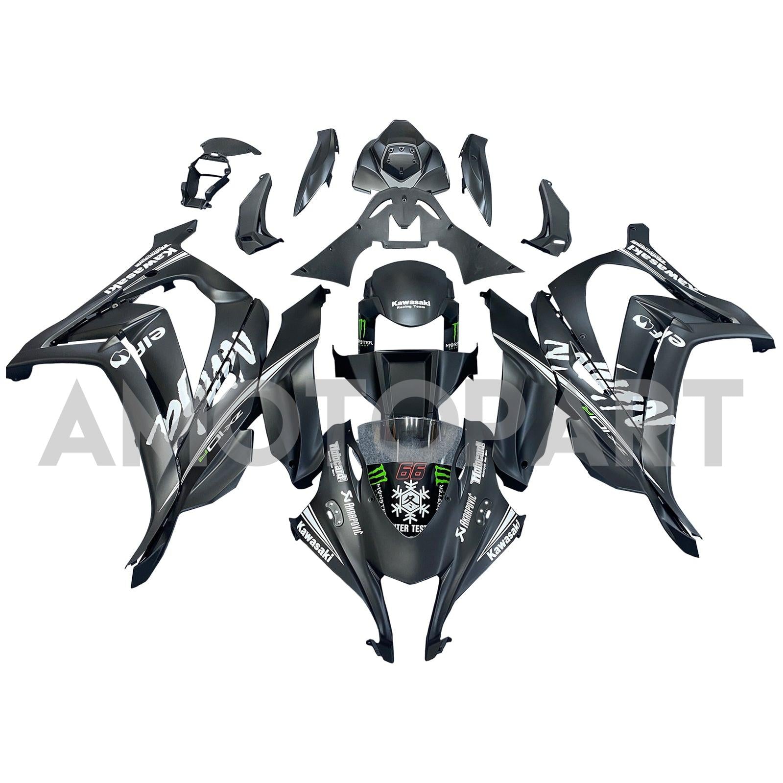 Amotopart Kawasaki 2016-2020 ZX10R Black Style3 Fairing Kit