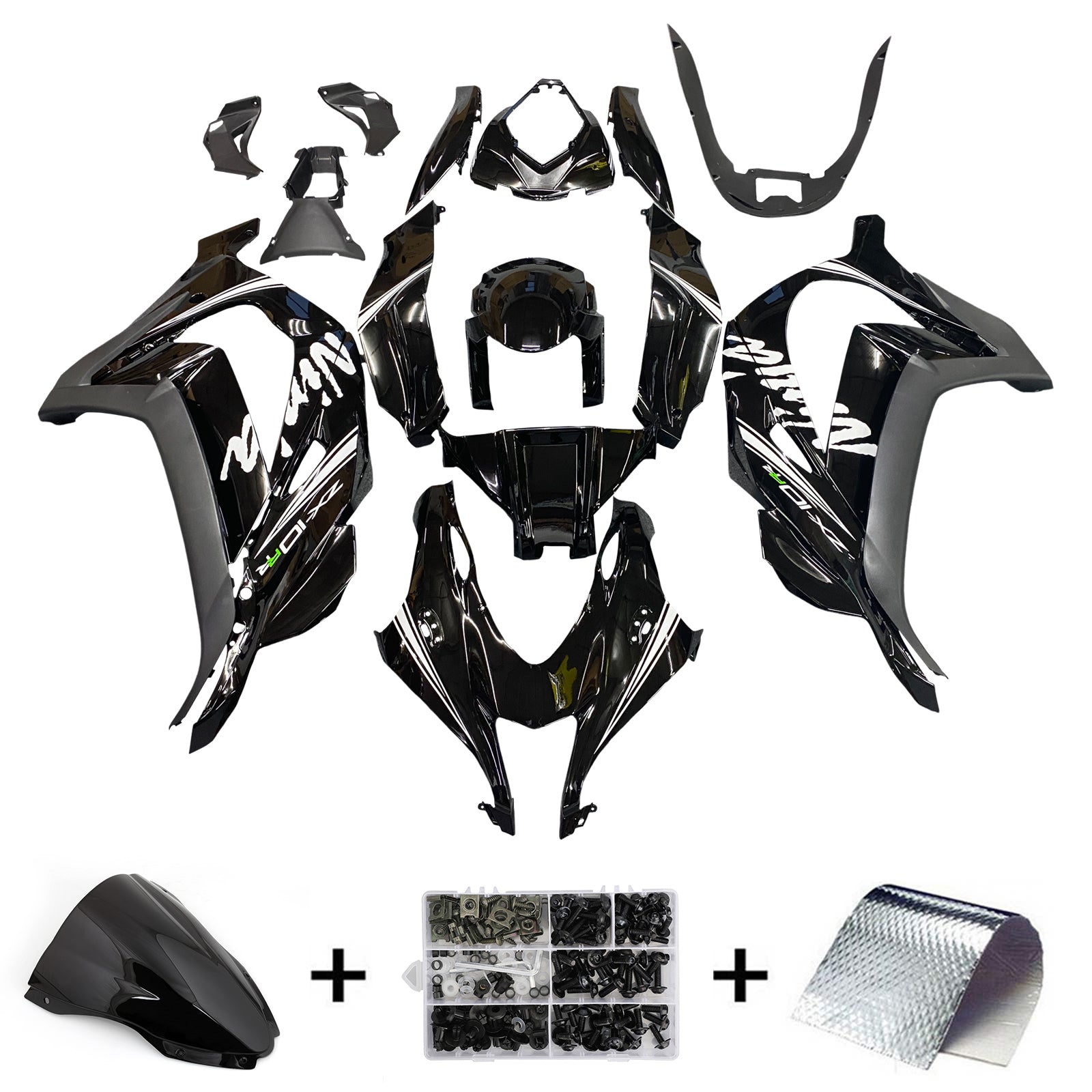 Amotopart Kawasaki ZX10R 2016-2020 Black Fairing Kit